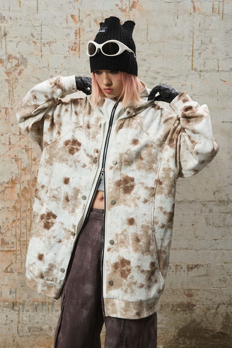 RELABEL Washed Cement-Dyed Double-Hat Zip-Up Hoodie, premium urban and streetwear designers apparel on PROJECTISR.com, RELABEL