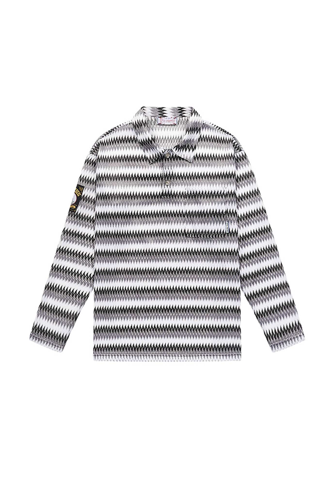 EPIC POETRY Geometric Ripple Knitted Polo Long-Sleeve Tee, premium urban and streetwear designers apparel on PROJECTISR.com, EPIC POETRY