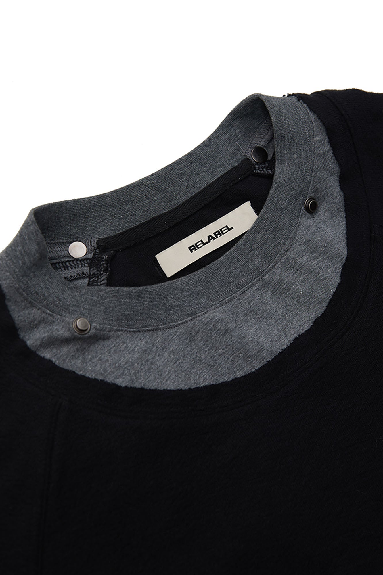 RELABEL Detachable Snood Hood Spliced Long-Sleeve Tee