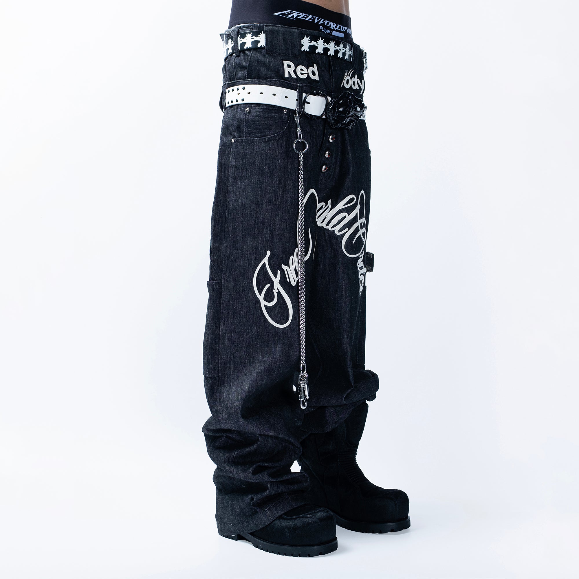 FVVO Skeleton Hand & Spikes Leather Belt