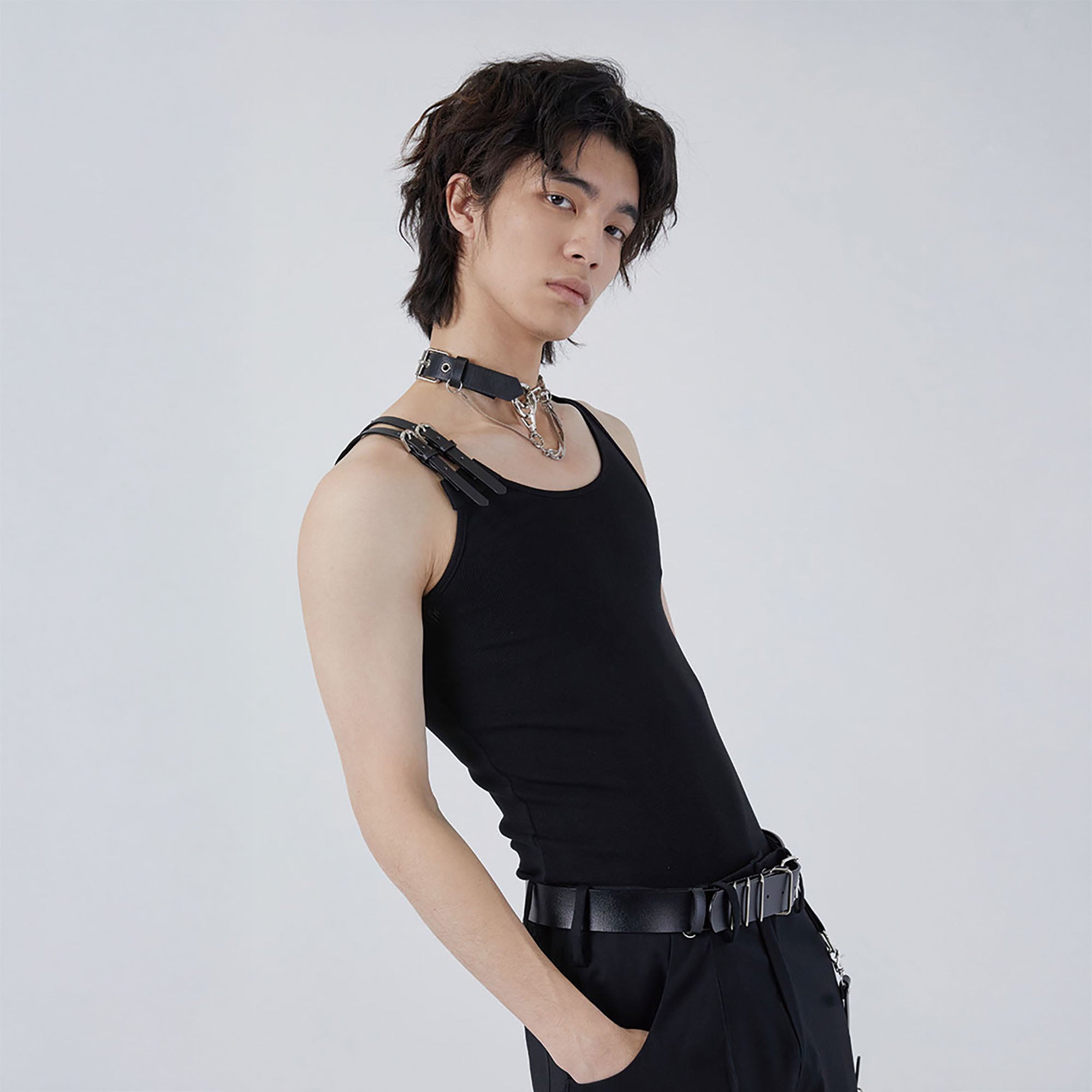 TUIMU Buckle Strap Ribbed Tank Top, premium urban and streetwear designers apparel on PROJECTISR.com, TUIMU