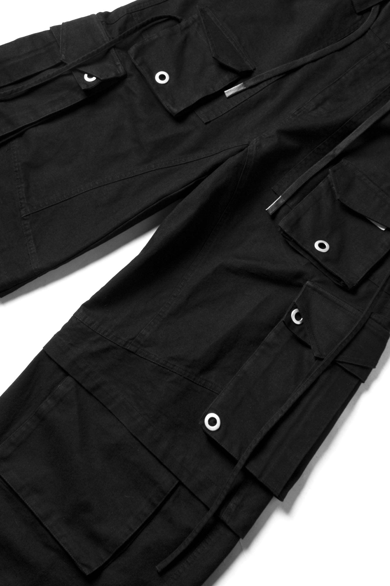 RELABEL Multi-Pocket Detachable Scarf Distressed Cargo Black, premium urban and streetwear designers apparel on PROJECTISR.com, RELABEL