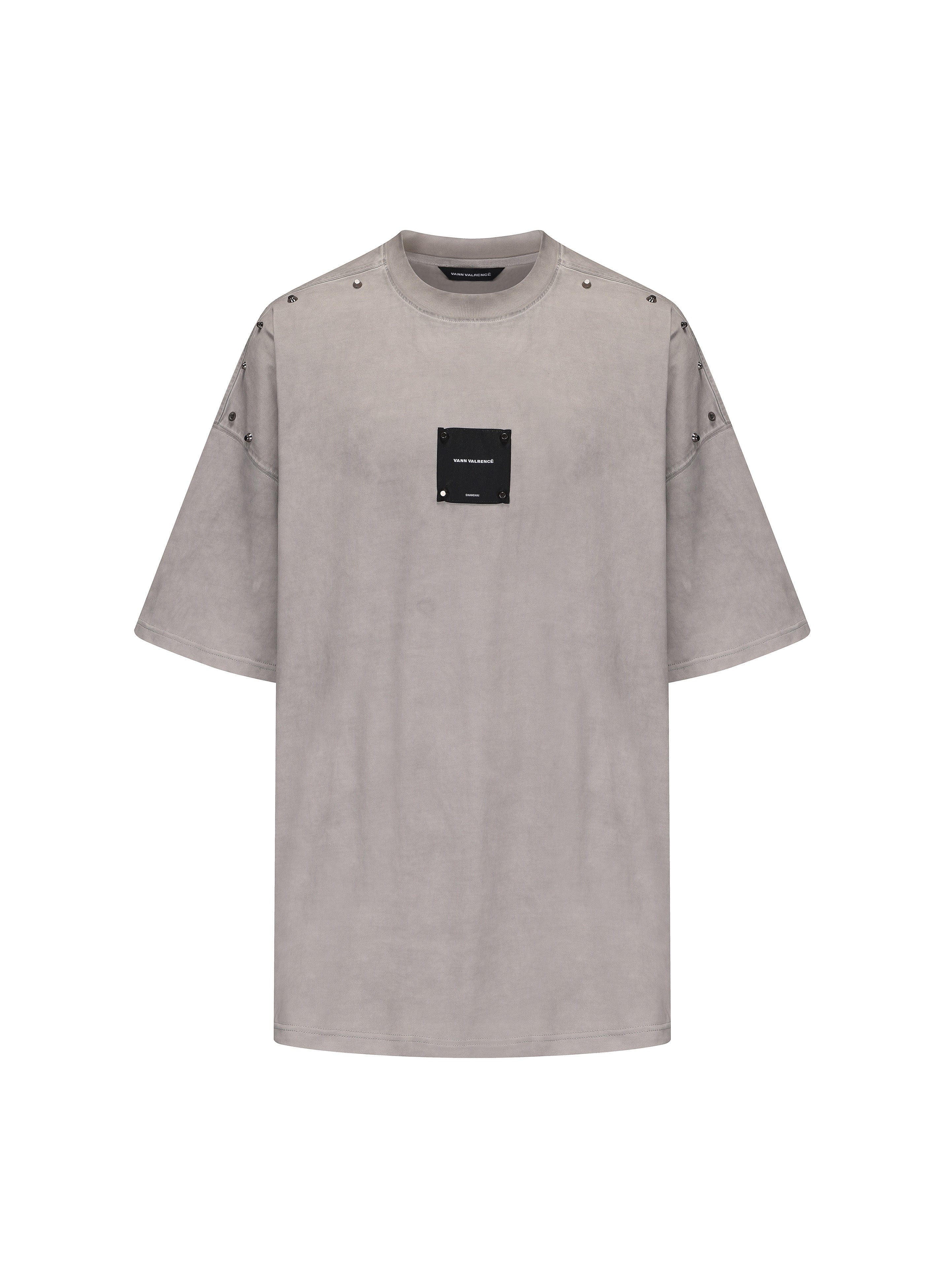 VANN VALRENCE Washed Studded Box Patch T-Shirt