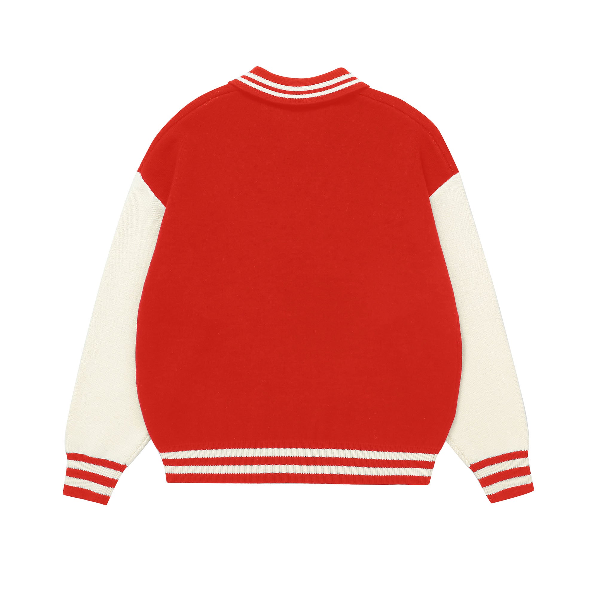MAKEMORE Varsity Polo Collar Embroidered Badge Sweater