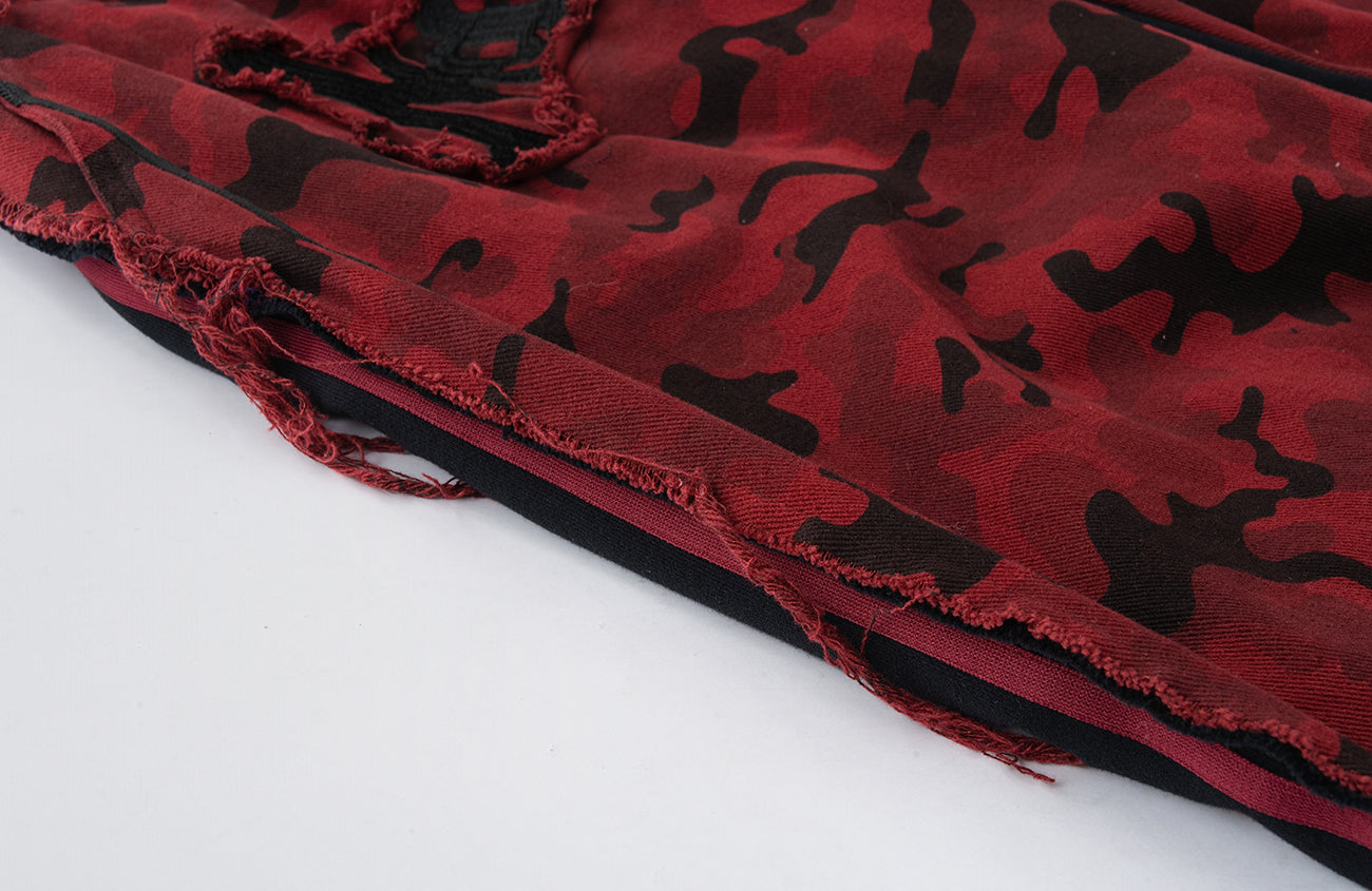 MOGONGSHE Camo Contrast Panel Double-Waist Oversized Sweatpants