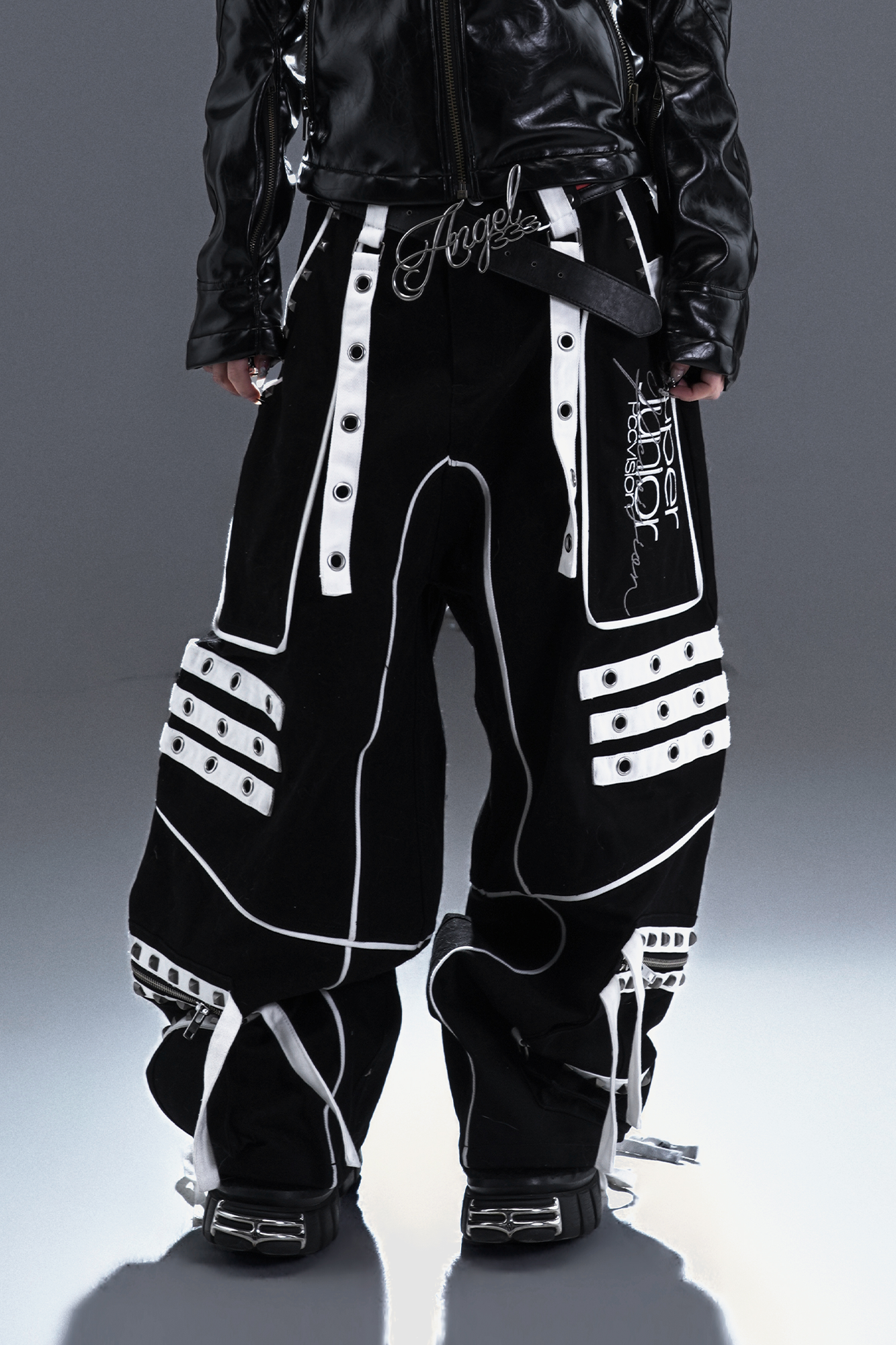 PCCVISION Studded Embroidered Baggy Pants, premium urban and streetwear designers apparel on PROJECTISR.com, PCCVISION