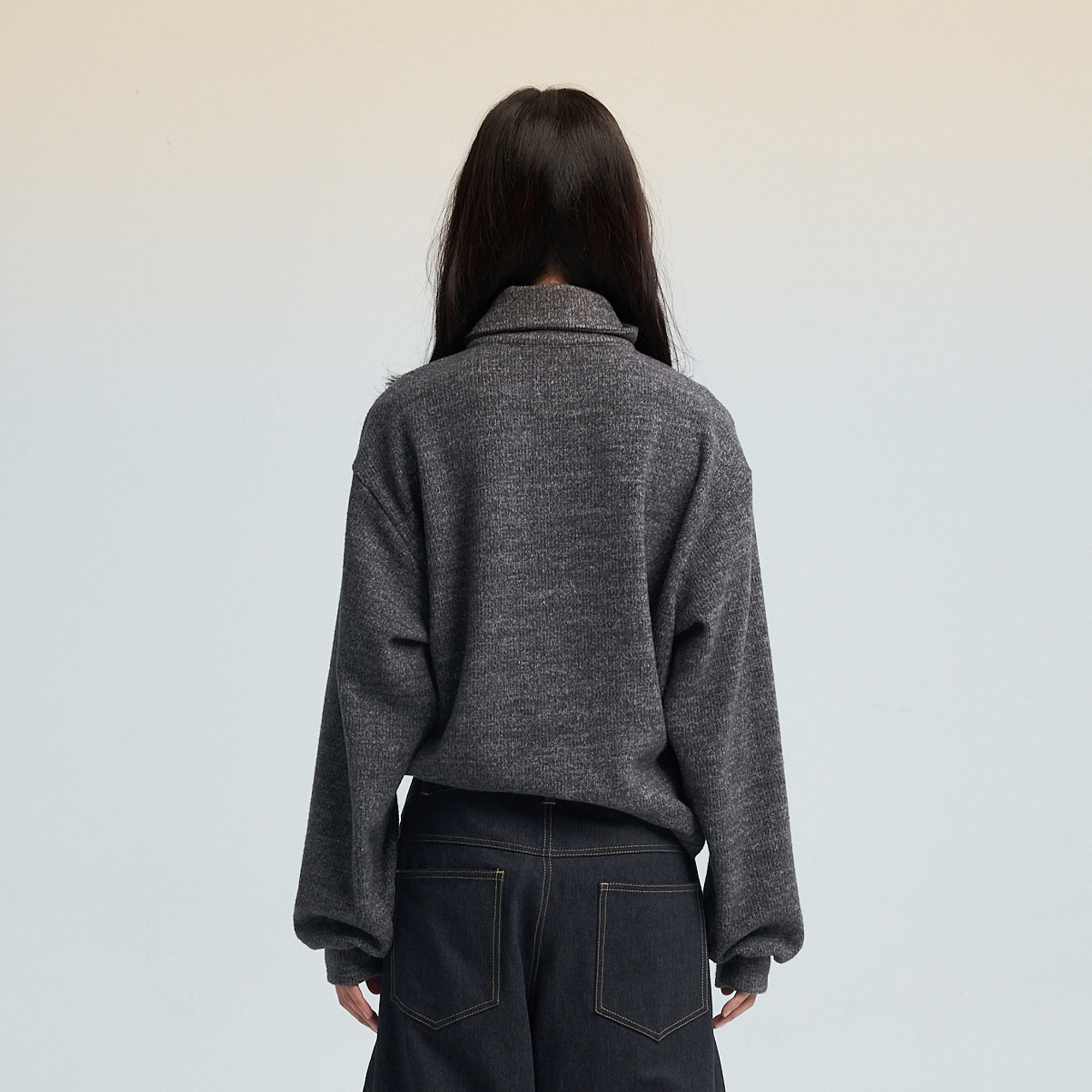 SAME FLOW Contrast Button Mandarin-Collar Cardigan
