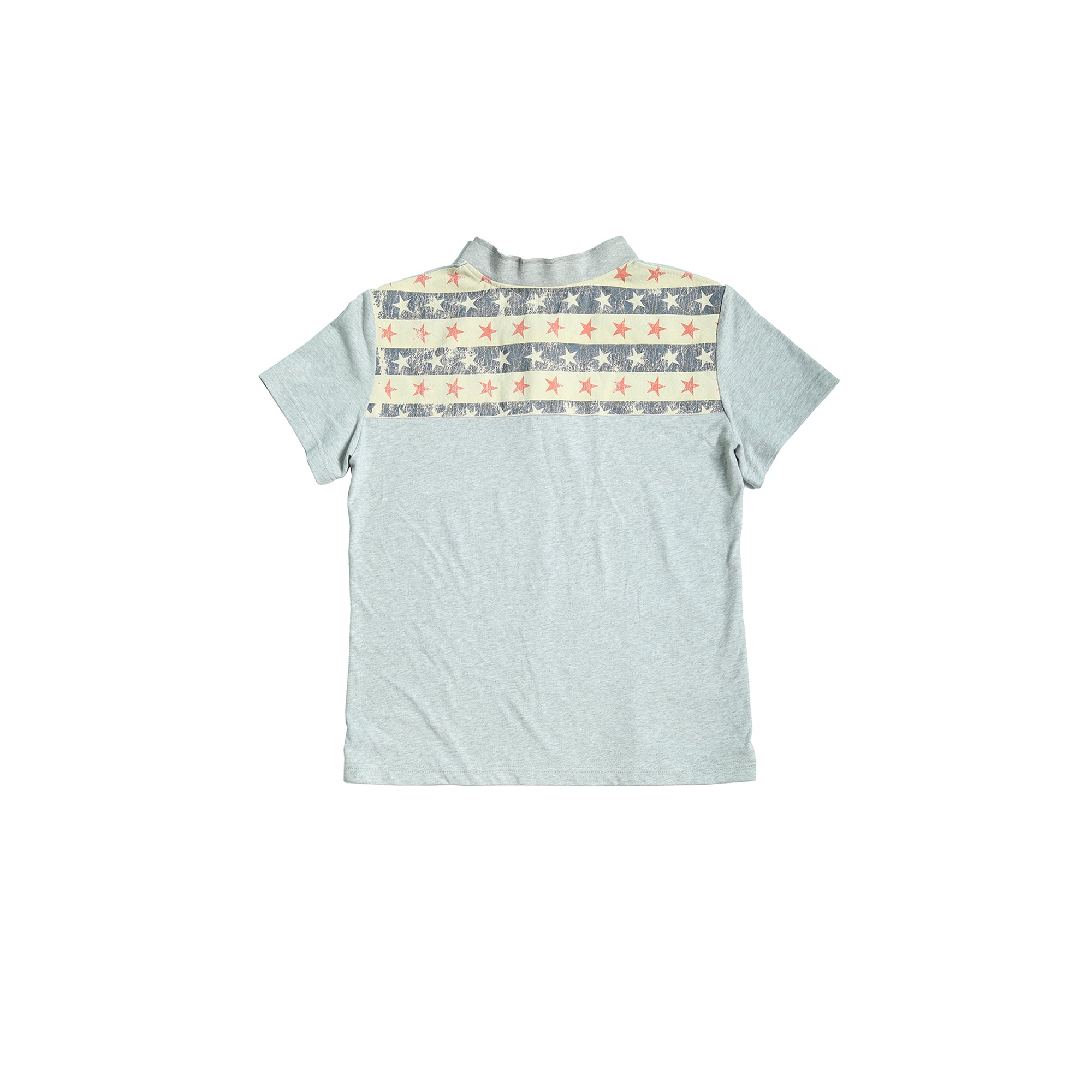TRECLUB Retro Star Stripe Stand-Collar Polo T-Shirt
