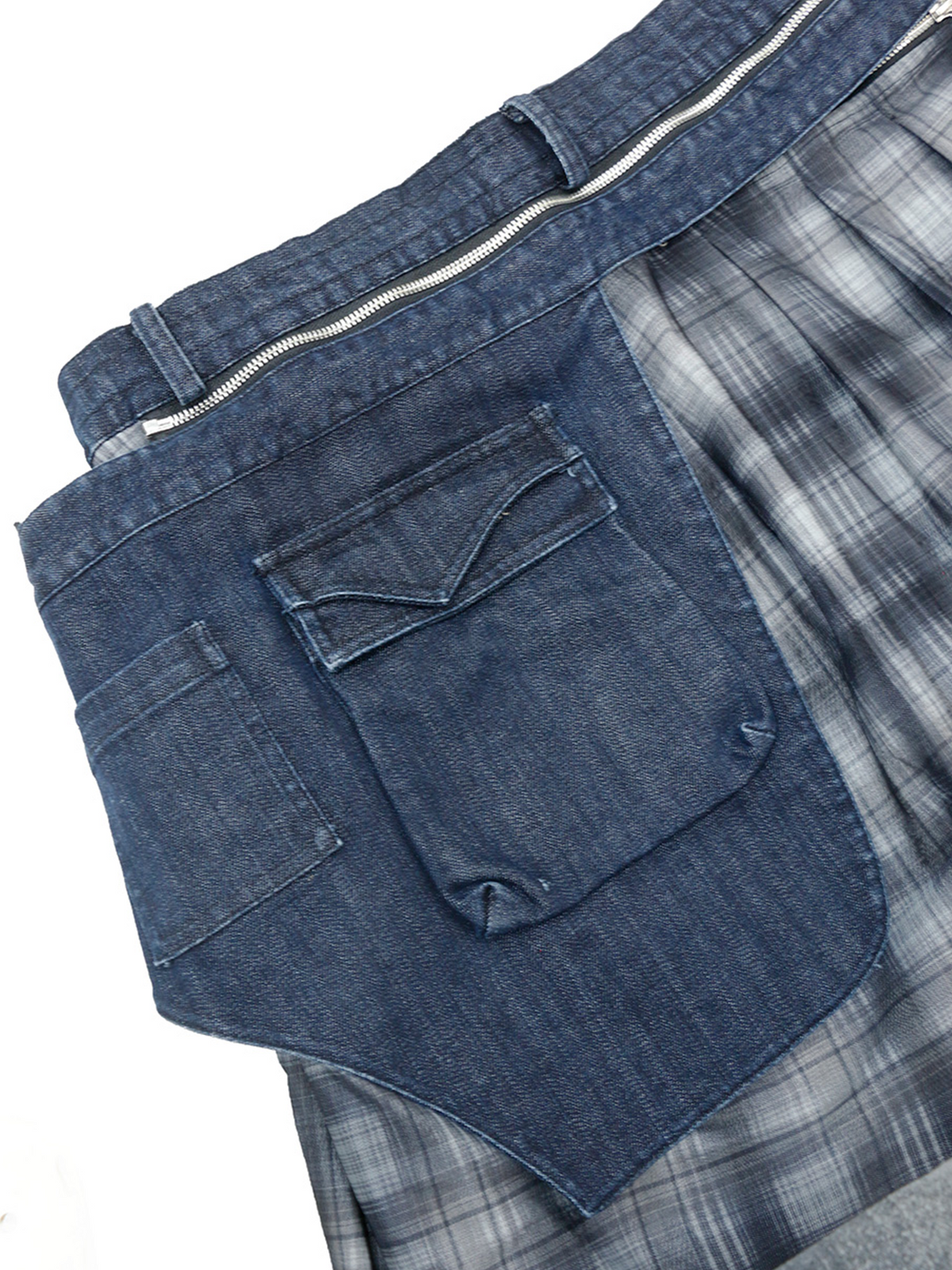 RELABEL Deconstructed Plaid Layered Fleece Cargo Jeans