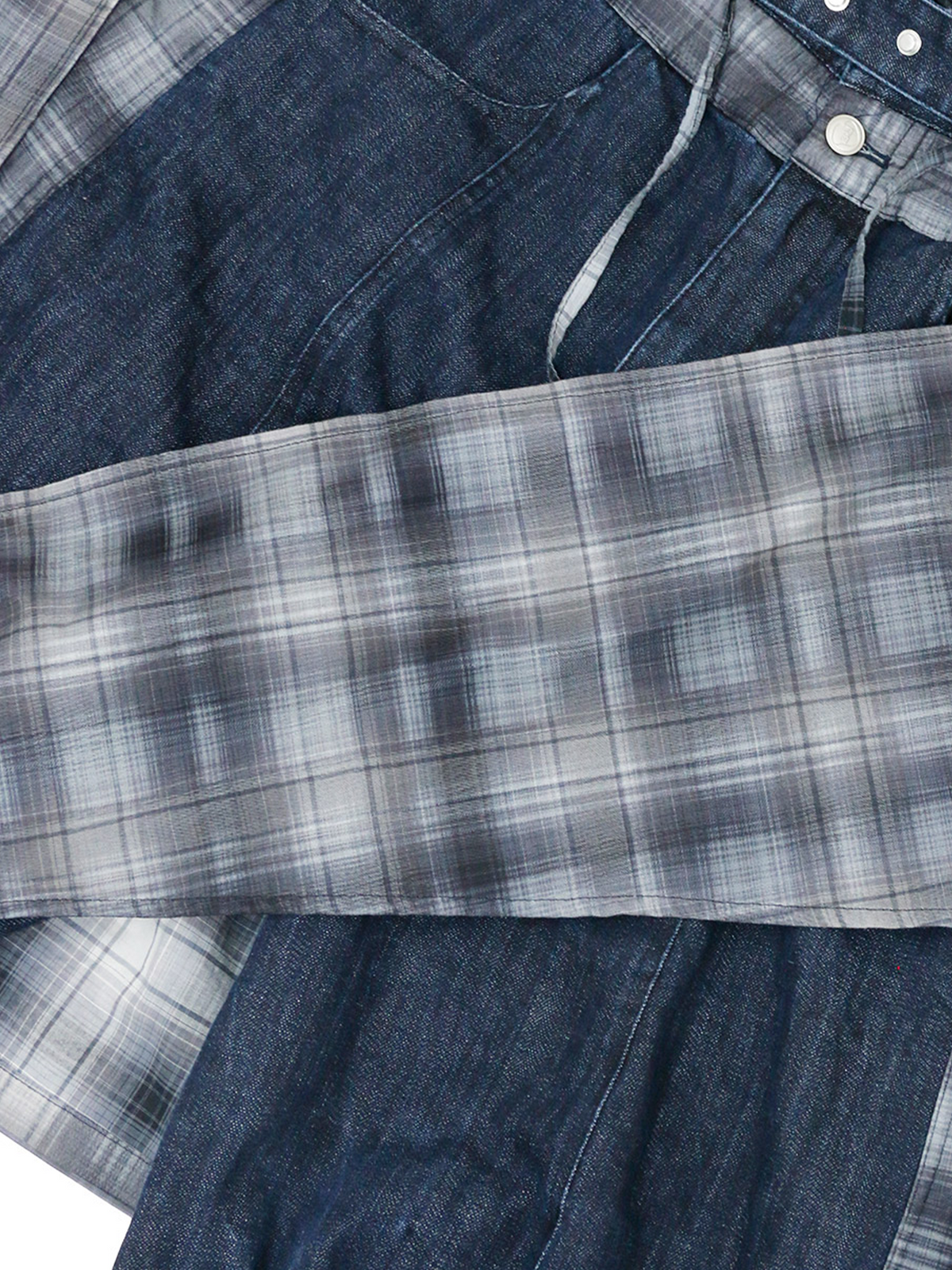RELABEL Deconstructed Plaid Layered Fleece Cargo Jeans