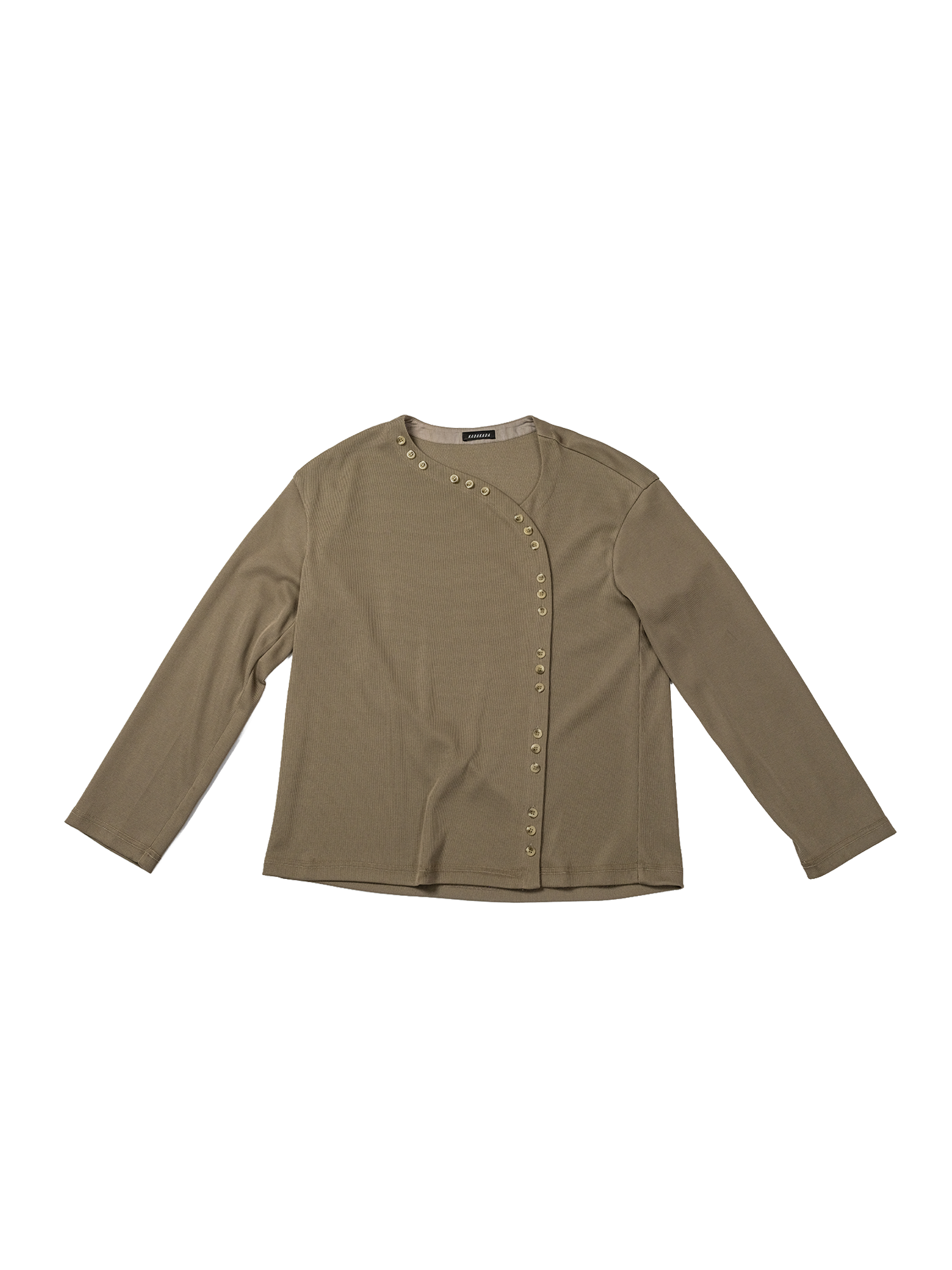 KADAKADA Buttoned Curved Placket Ribbed Knit Top