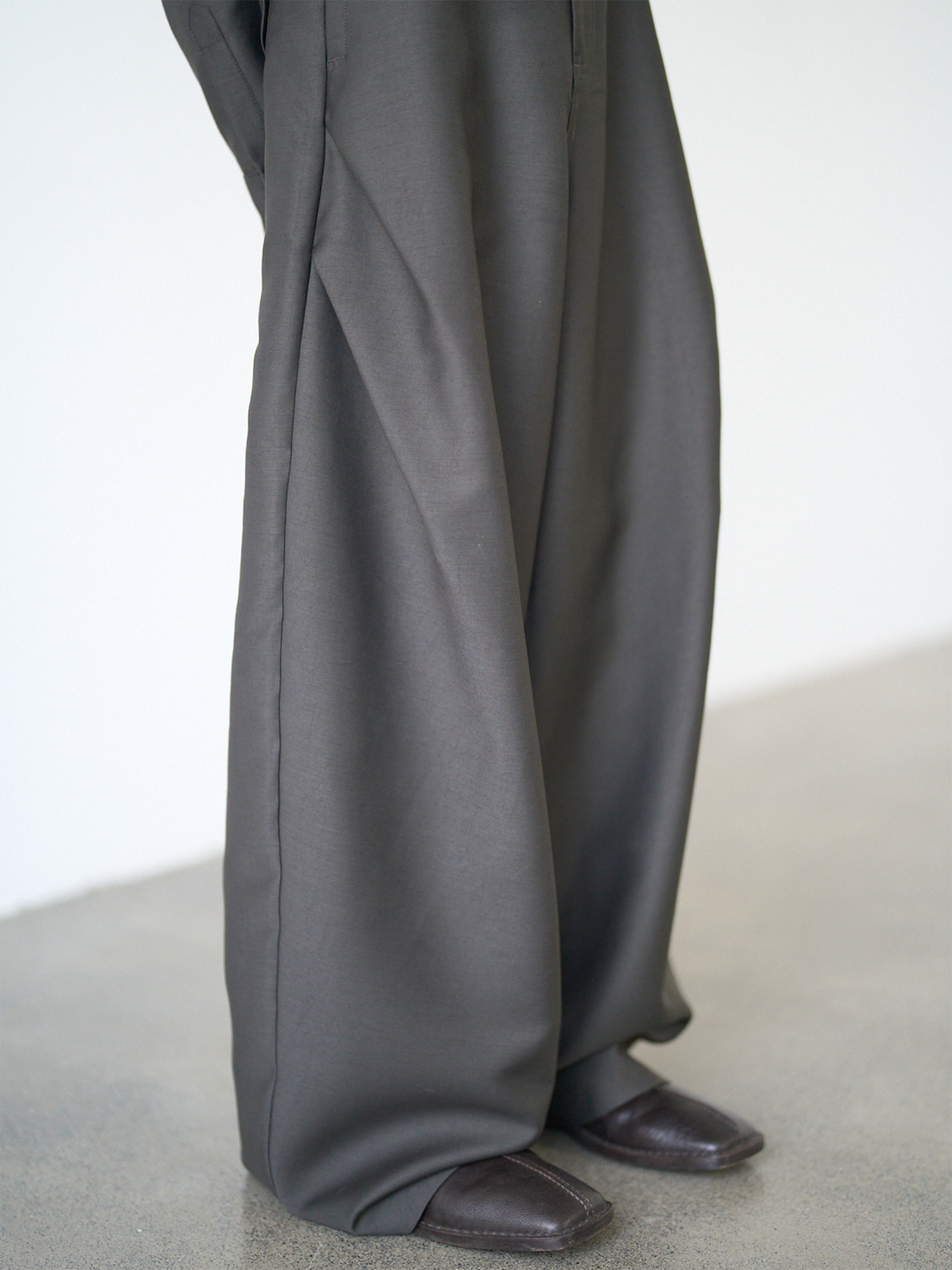 GRAINMUSTARD Lustrous Pleated Wool-Blend Wide-Leg Trousers, premium urban and streetwear designers apparel on PROJECTISR.com, GRAINMUSTARD