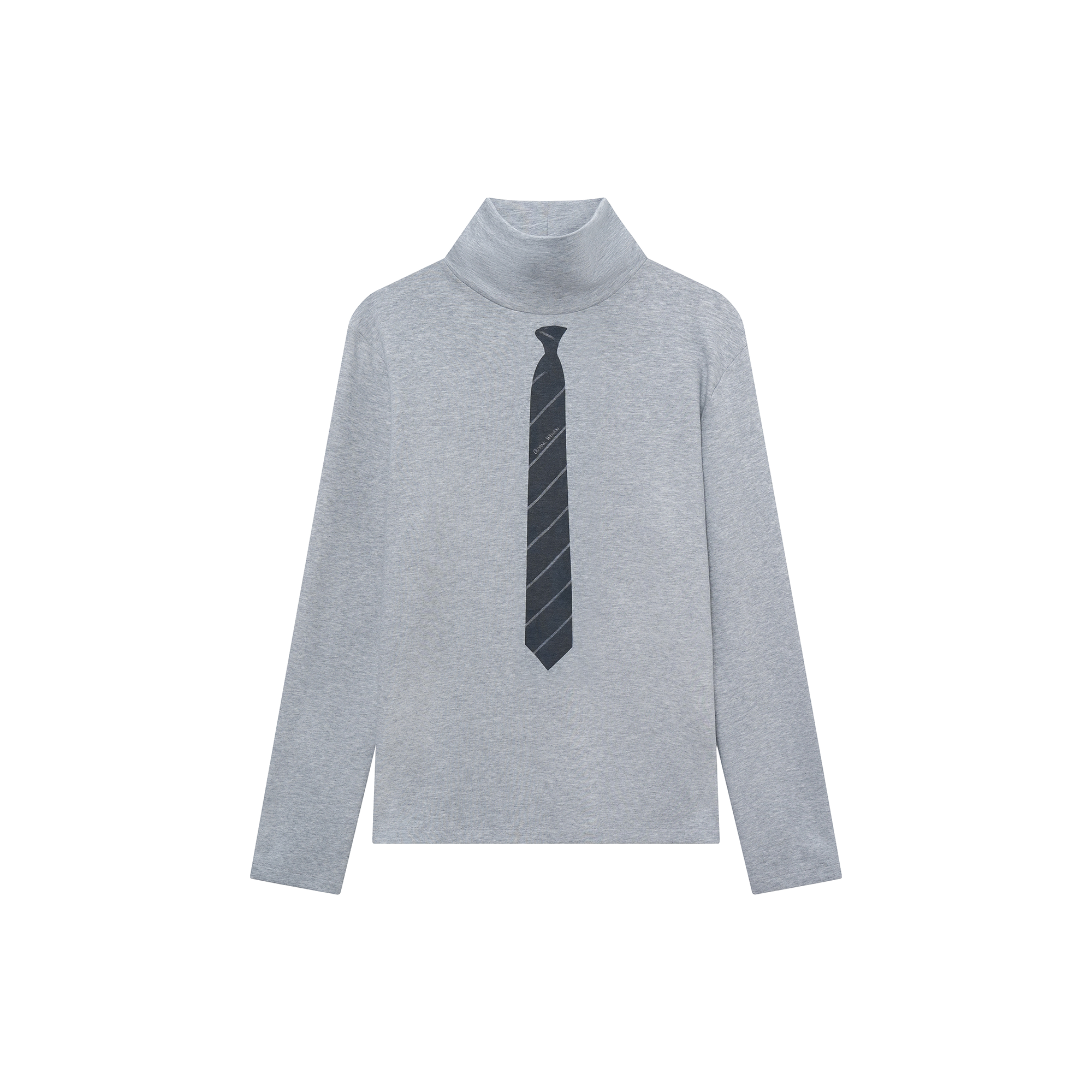 OUYANG WENJUN Stripes-Tie Graphic Turtleneck Long-Sleeve Tee