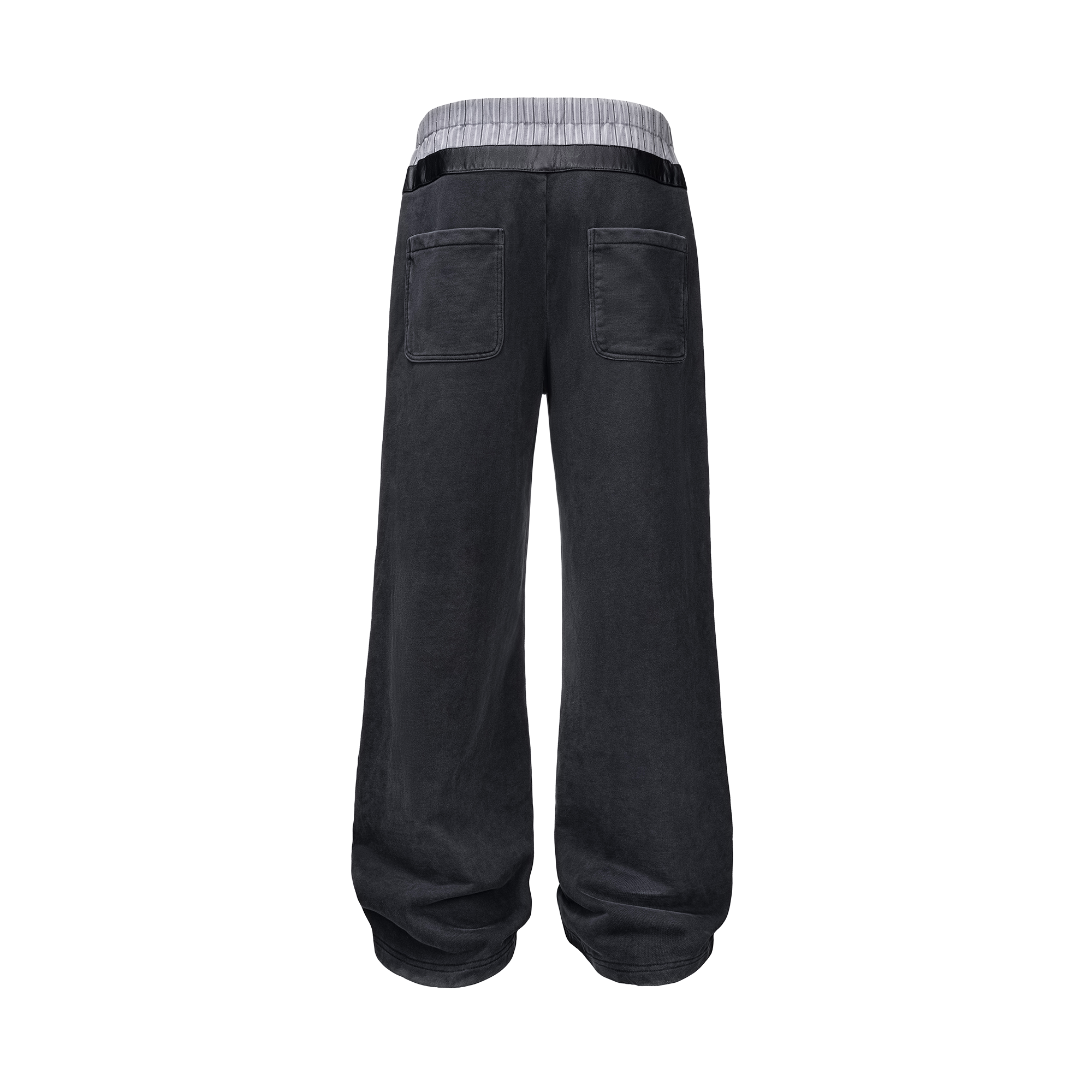 ESAIAS Washed Zebra Print Double-Waist Sweatpants