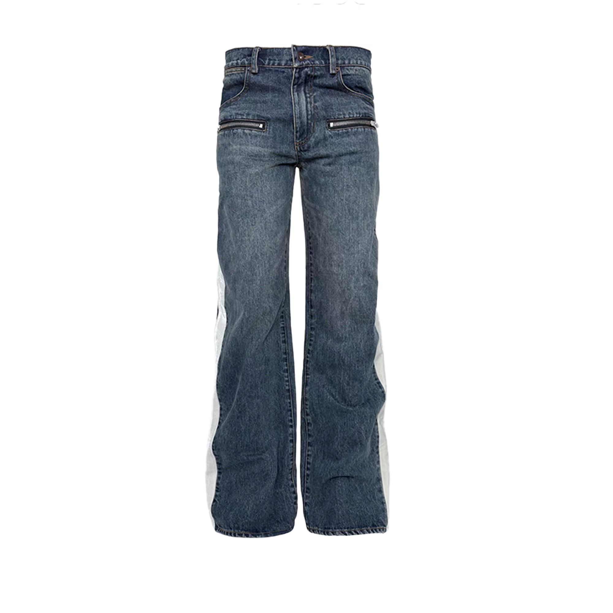 PCCVISION Contrast Side-Stripe Washed Jeans, premium urban and streetwear designers apparel on PROJECTISR.com, PCCVISION
