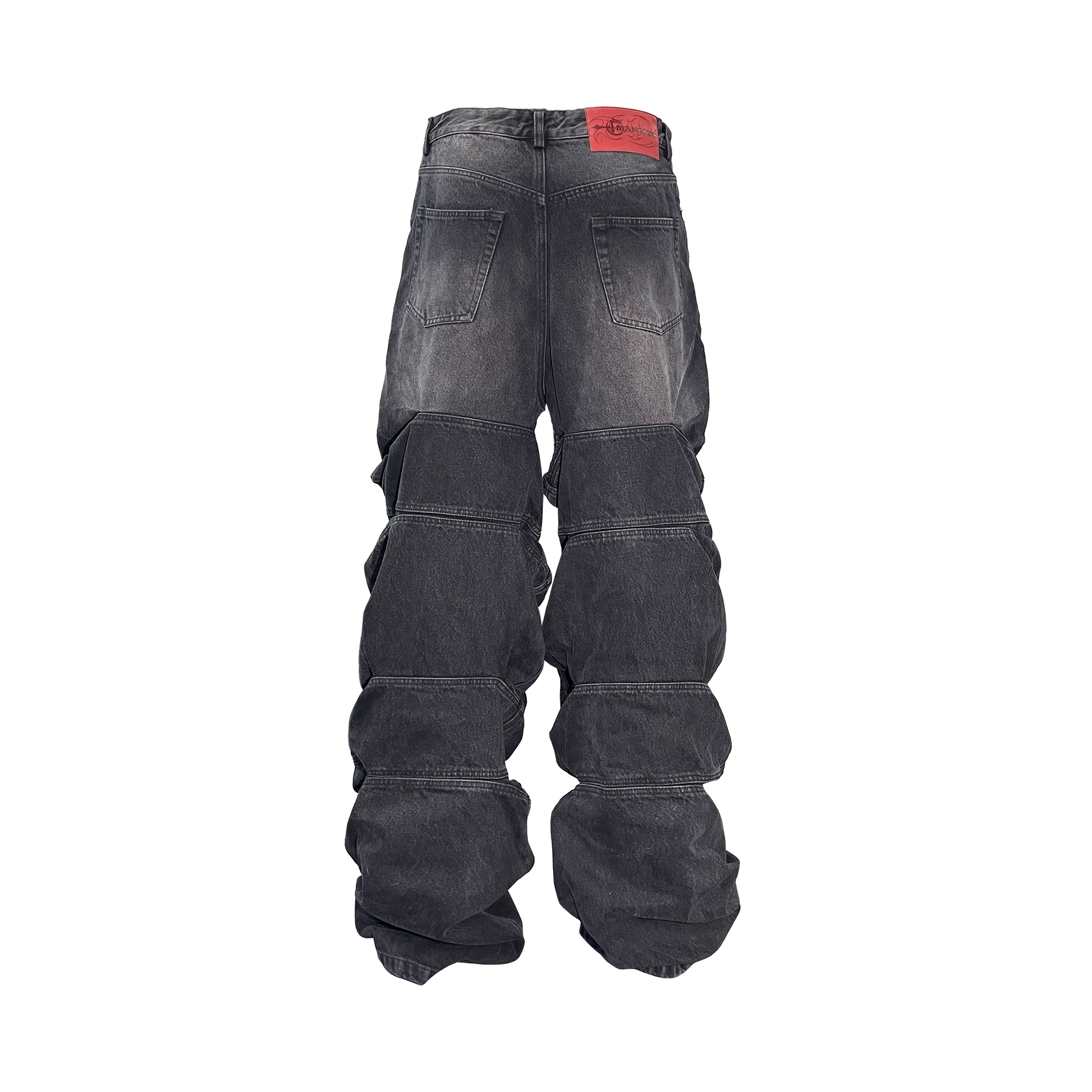 PCCVISION Distressed Wrinkled Stacked Baggy Jeans