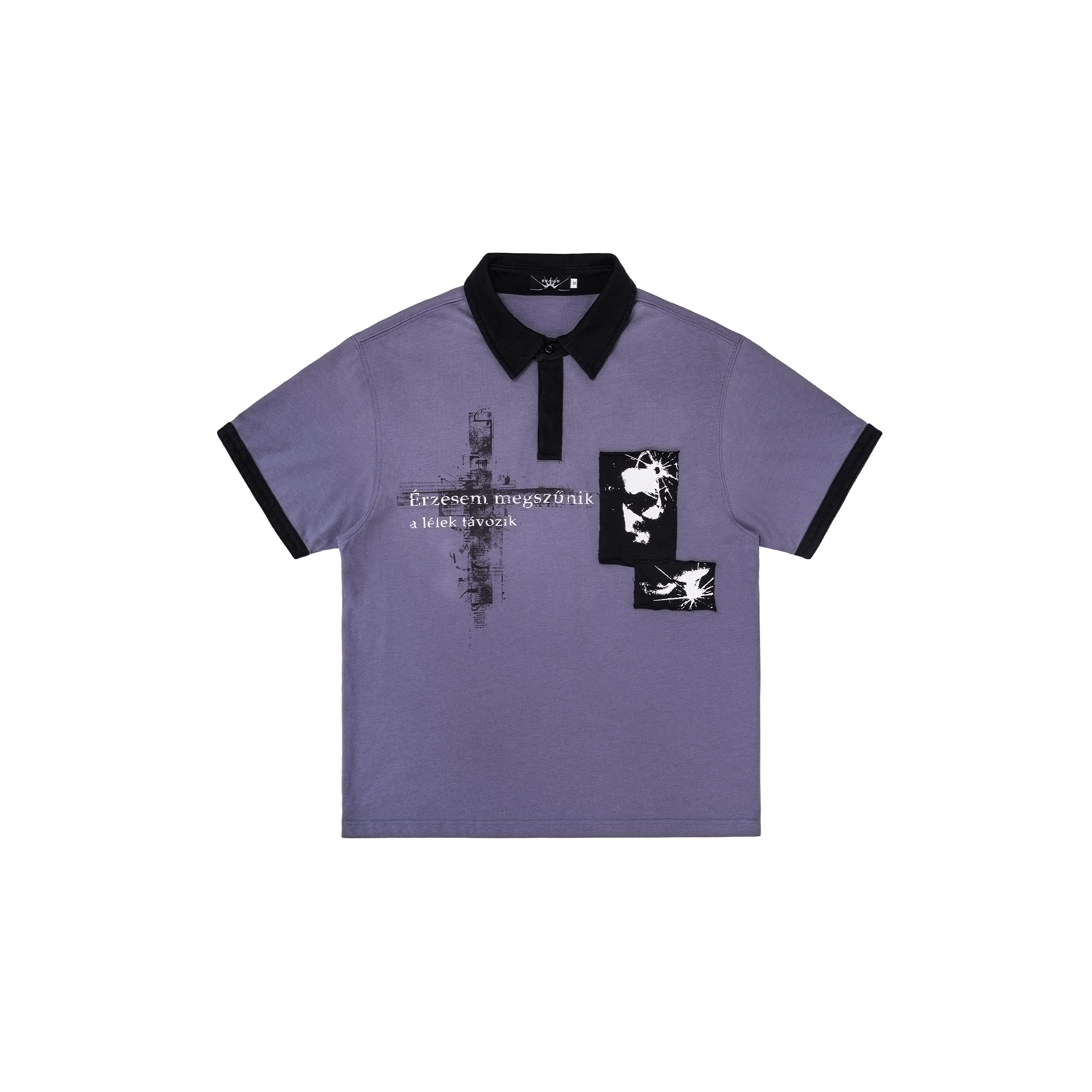 ESAIAS Washed Portrait Cross Graphic Polo Shirt