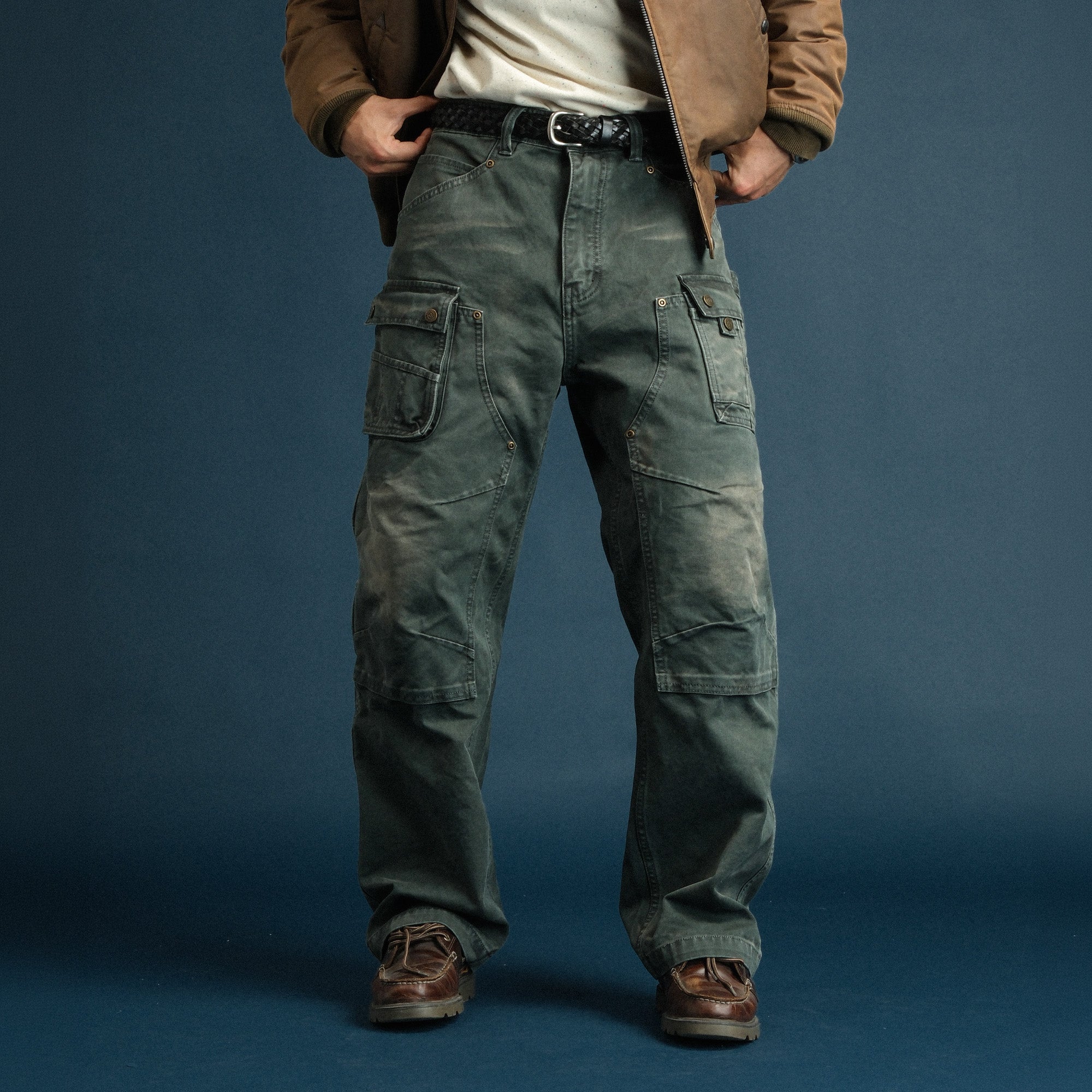 NEIGBORL Washed Multi-Pocket Straight-Leg Cargo Pants, premium urban and streetwear designers apparel on PROJECTISR.com, NEIGBORL