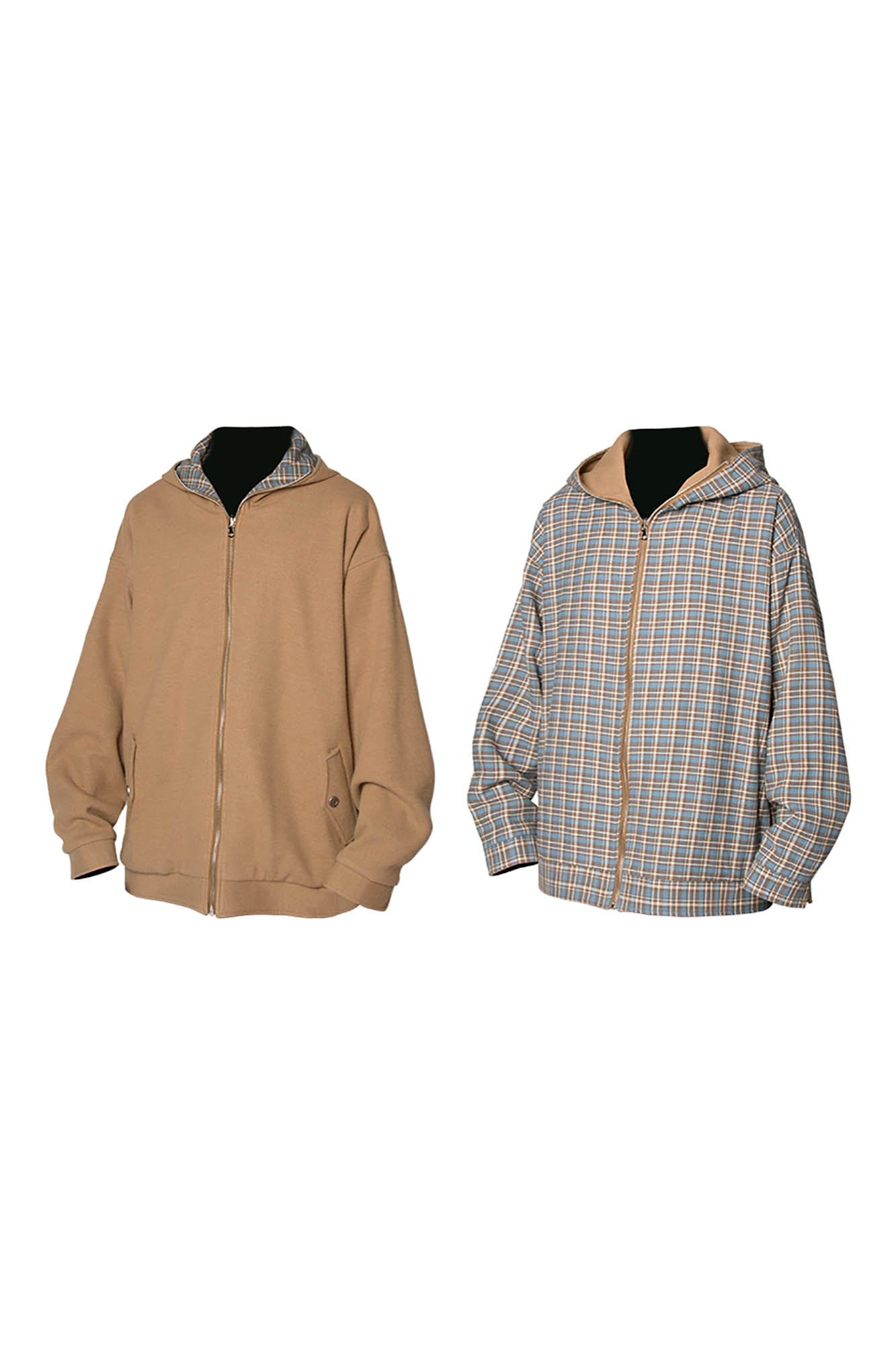RELABEL Pupa Reversible Plaid Hooded Jacket, premium urban and streetwear designers apparel on PROJECTISR.com, RELABEL