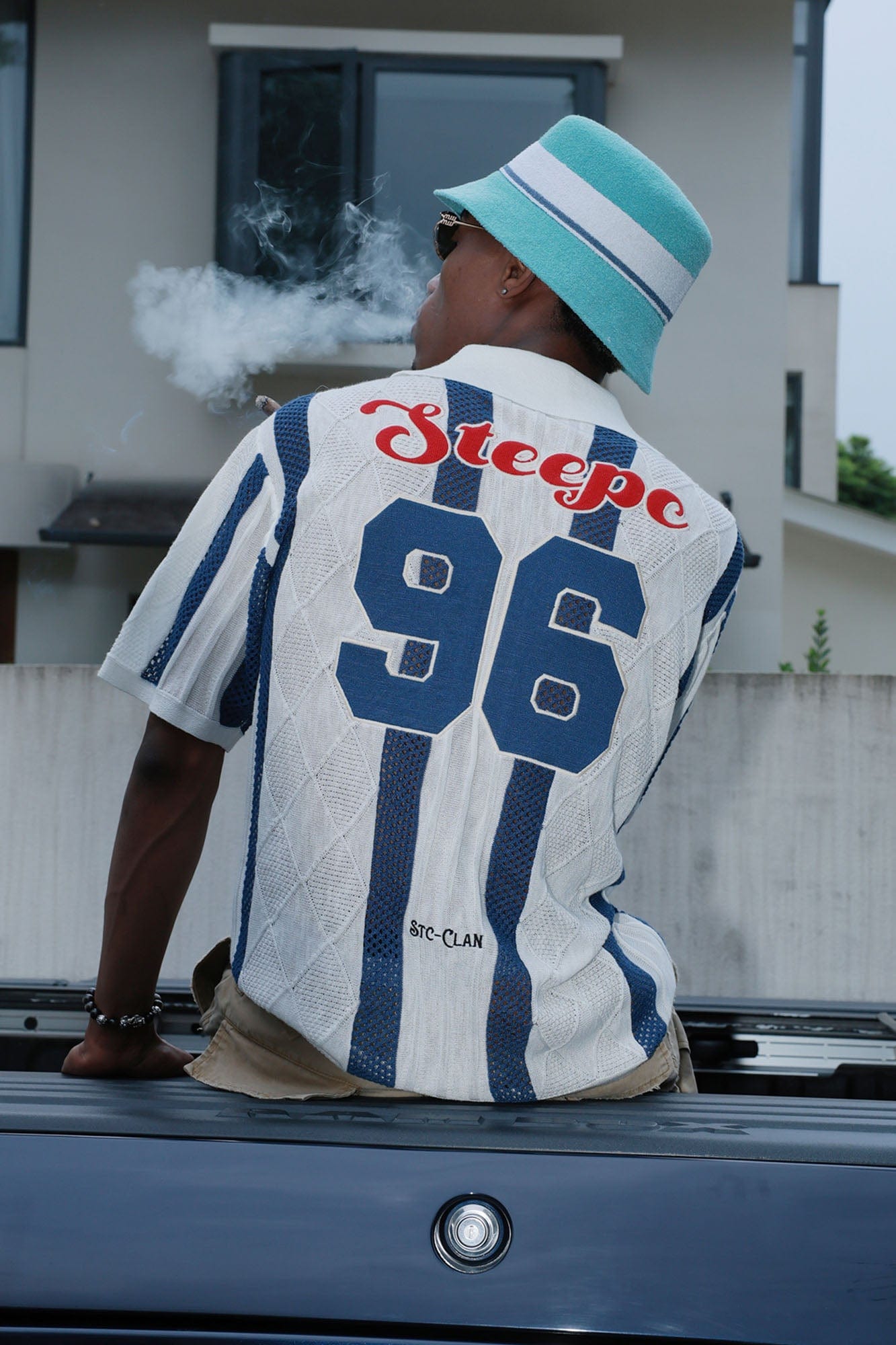 STEEPC No.96 Patchwork Striped Knit Half Shirt, premium urban and streetwear designers apparel on PROJECTISR.com, STEEPC
