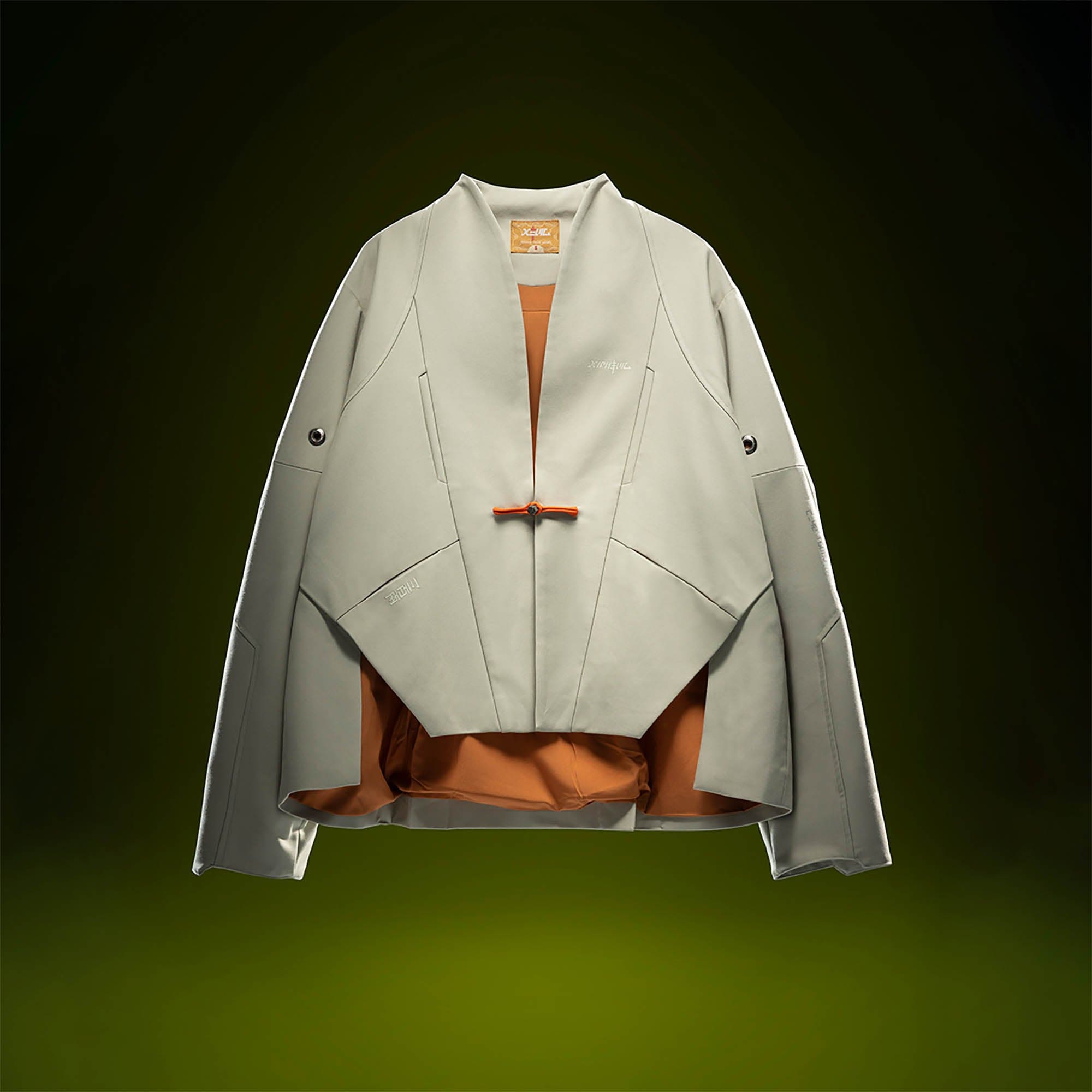 XIPHEVIL Deconstructed Utility Daoist Robe Apricot, premium urban and streetwear designers apparel on PROJECTISR.com, XIPHEVIL