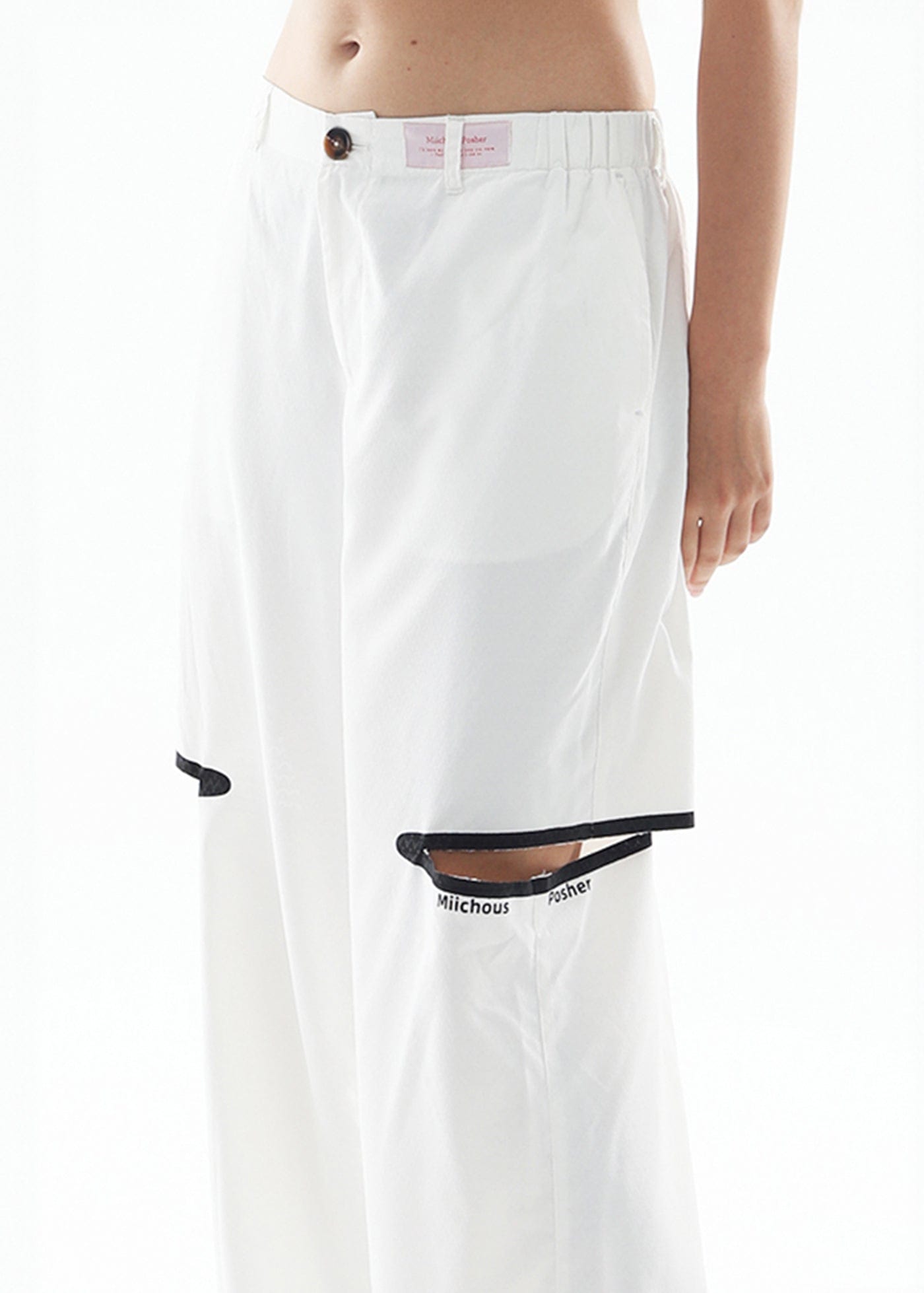 MIICHOUS Modern Cut-out Logo Pants, premium urban and streetwear designers apparel on PROJECTISR.com, Miichous