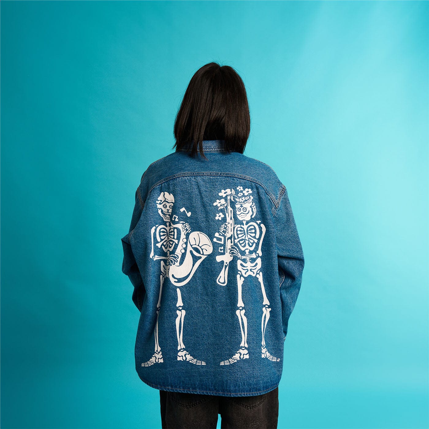 WCC Multi-Pockets Musical Skeletons Denim Jacket, premium urban and streetwear designers apparel on PROJECTISR.com, WCC