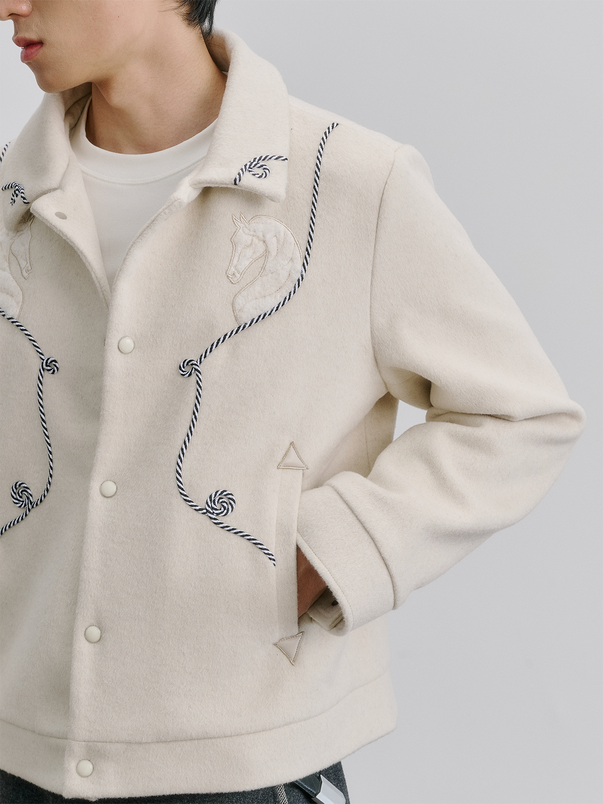 CATSSTAC Rope-Embroidered Wool-Blend Oversized Jacket