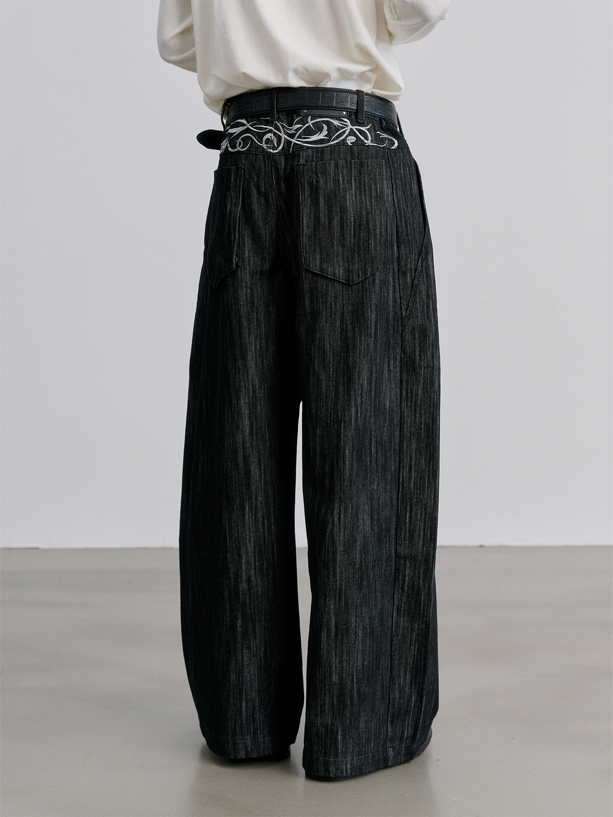CATSSTAC Vertical Stripe Washed Wide-Leg Jeans