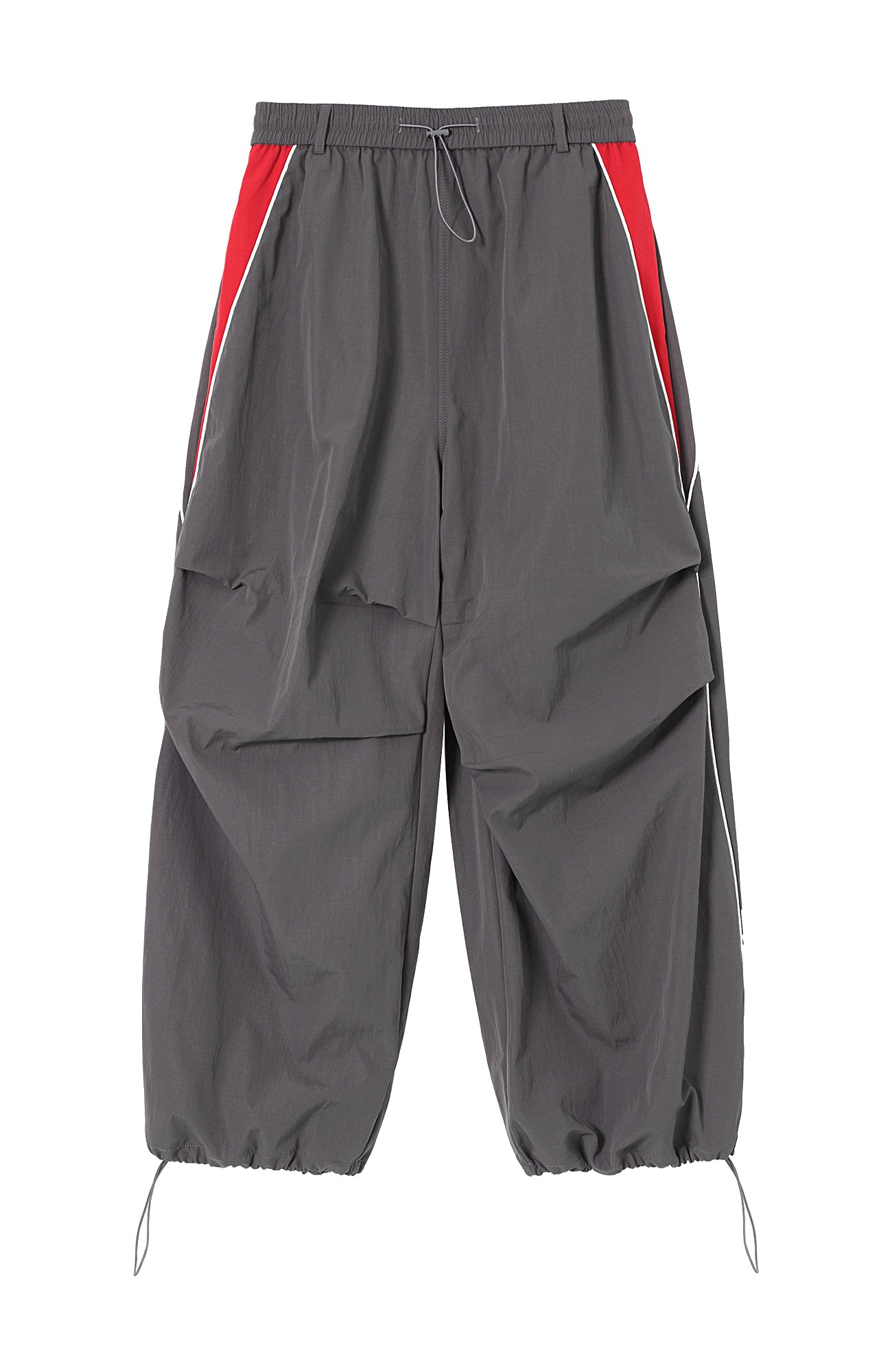 CLP Contrast Panel Pleated-Knee Drawstring-Hem Pants