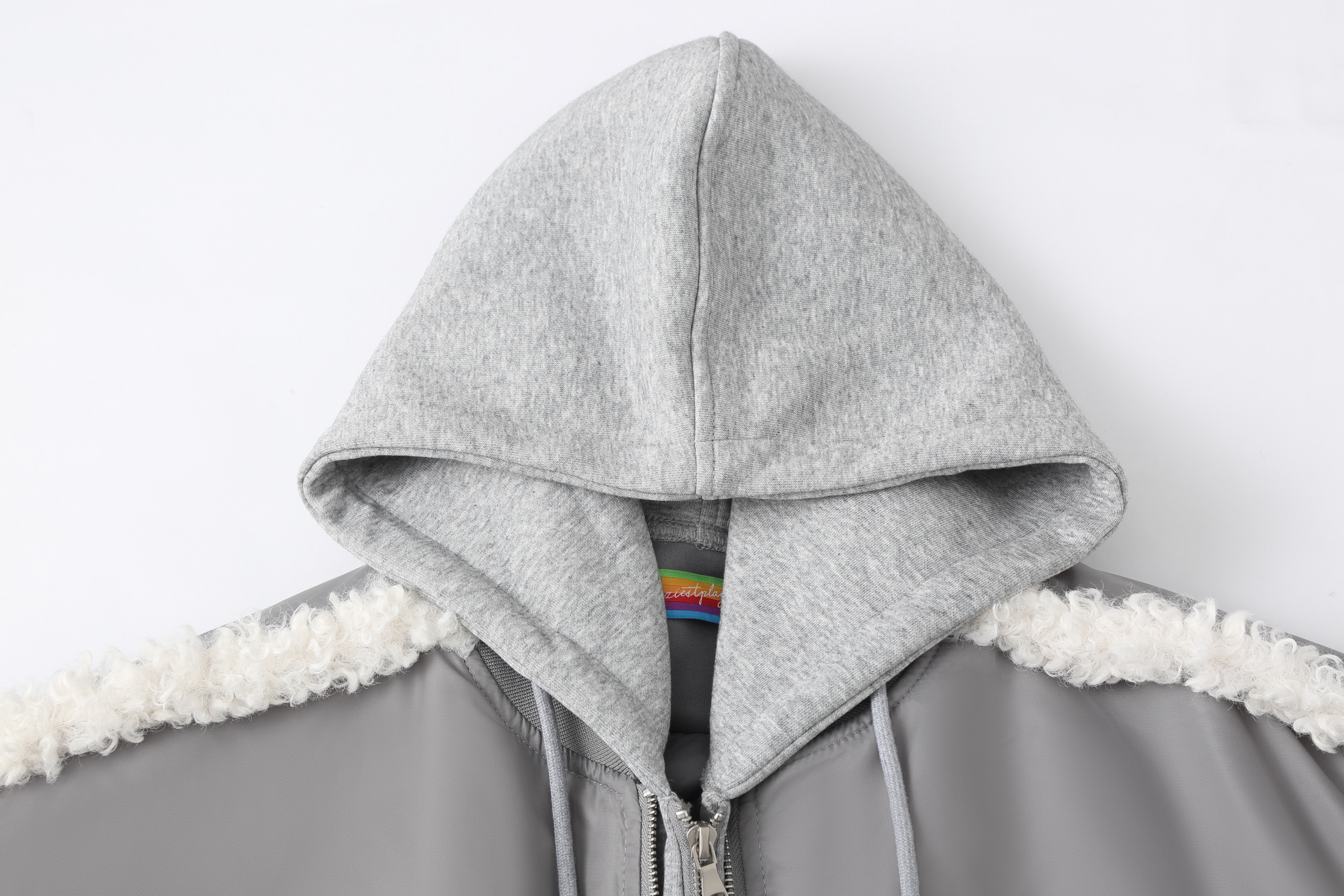 CLP Layered Faux Shearling Hooded Bomber Jacket