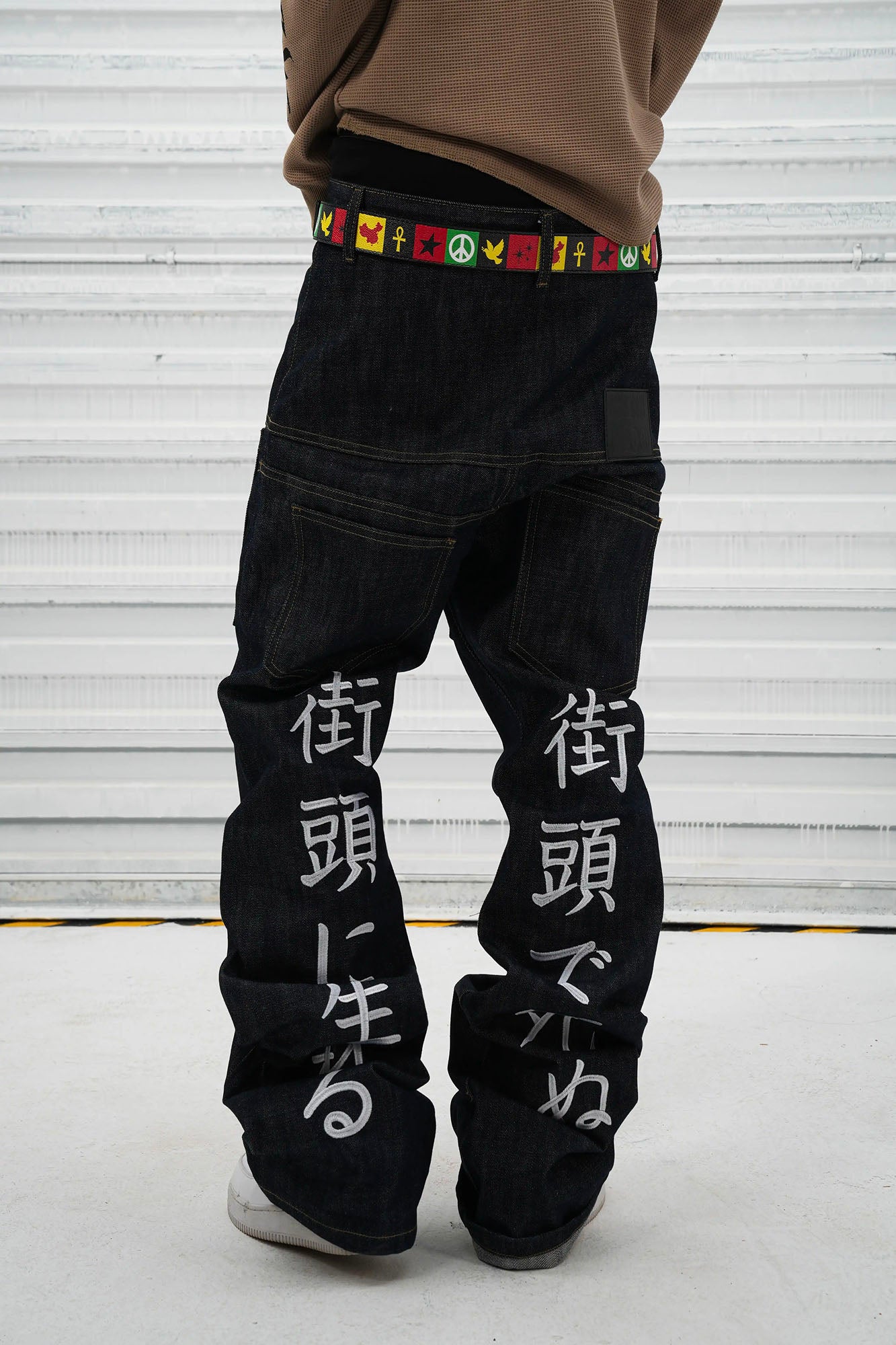VINKID Street Kanji Graphic Panel Raw Jeans, premium urban and streetwear designers apparel on PROJECTISR.com, VINKID