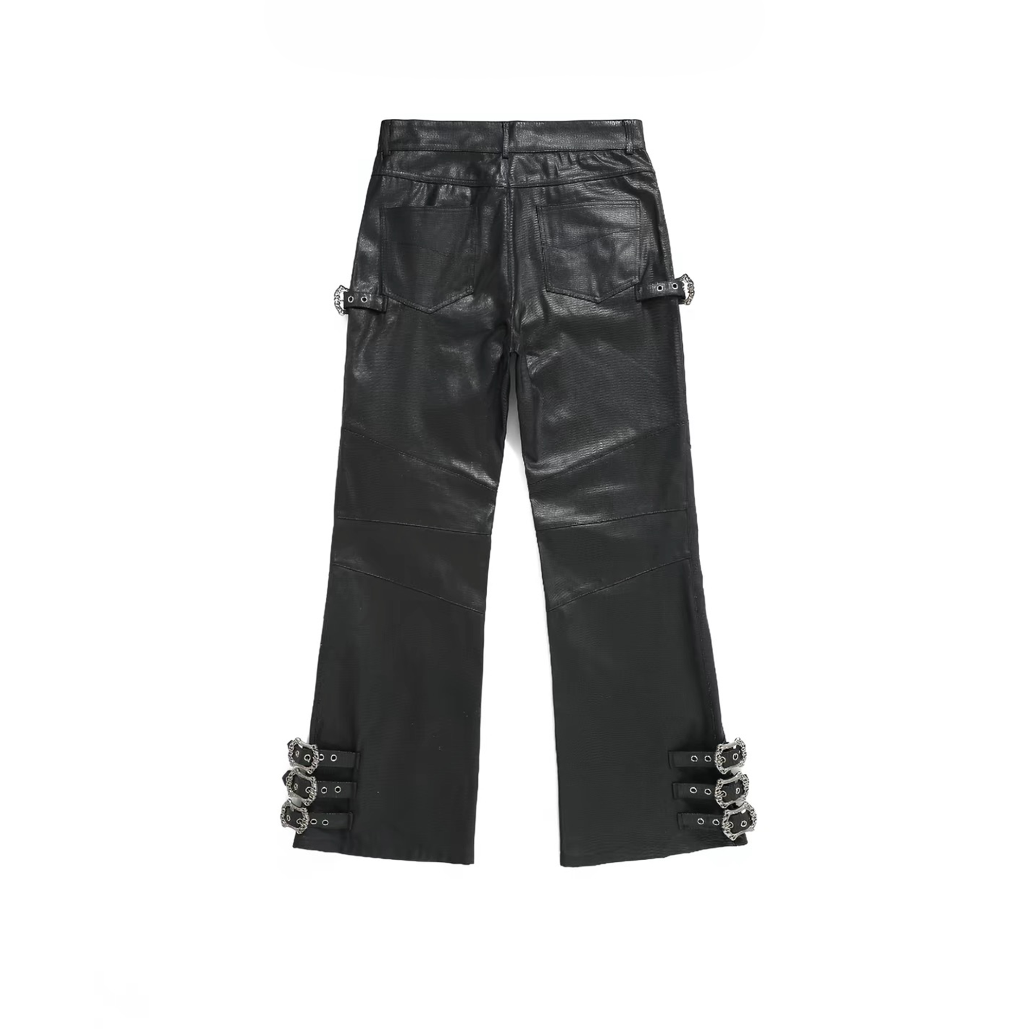 REGEN ZONE Multi-Zipper Waxed Biker Strap Pants