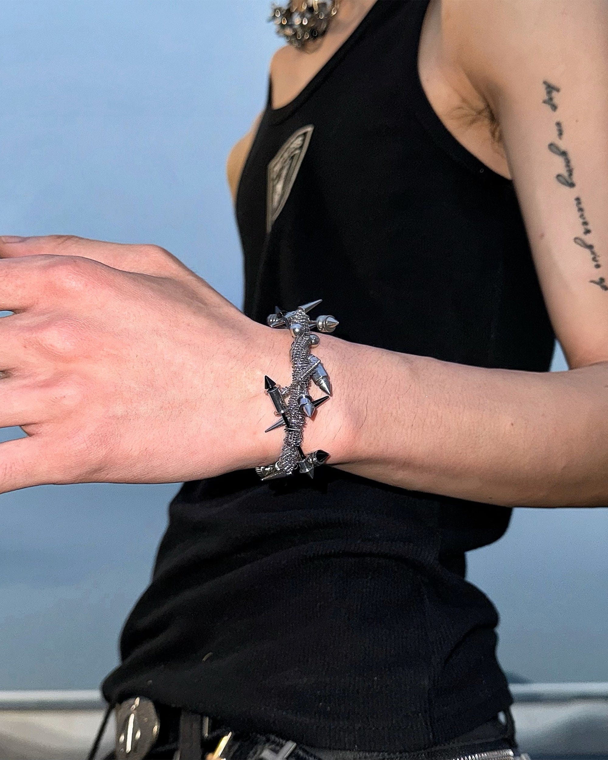 ILLUSORY Time Traveler Rivet Hollow Out Bracelet, premium urban and streetwear designers apparel on PROJECTISR.com, ILLUSORY