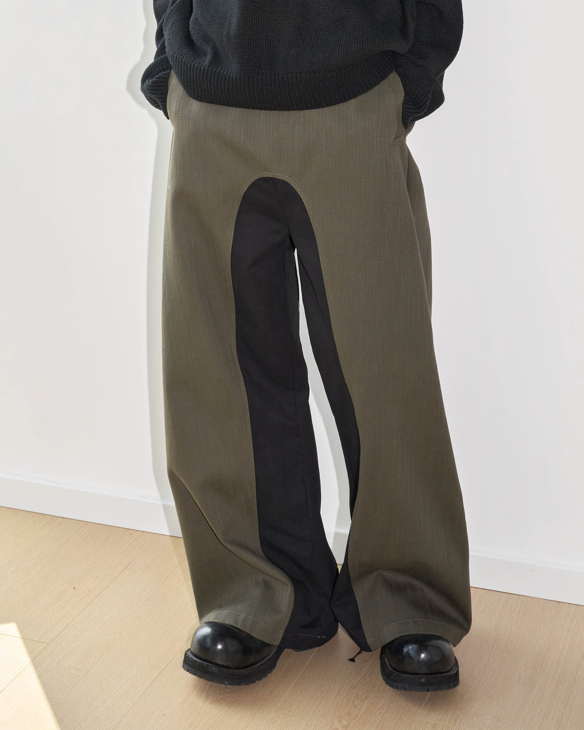 49PERCENT Paneled Color Blocked Zipper Pants, premium urban and streetwear designers apparel on PROJECTISR.com, 49PERCENT