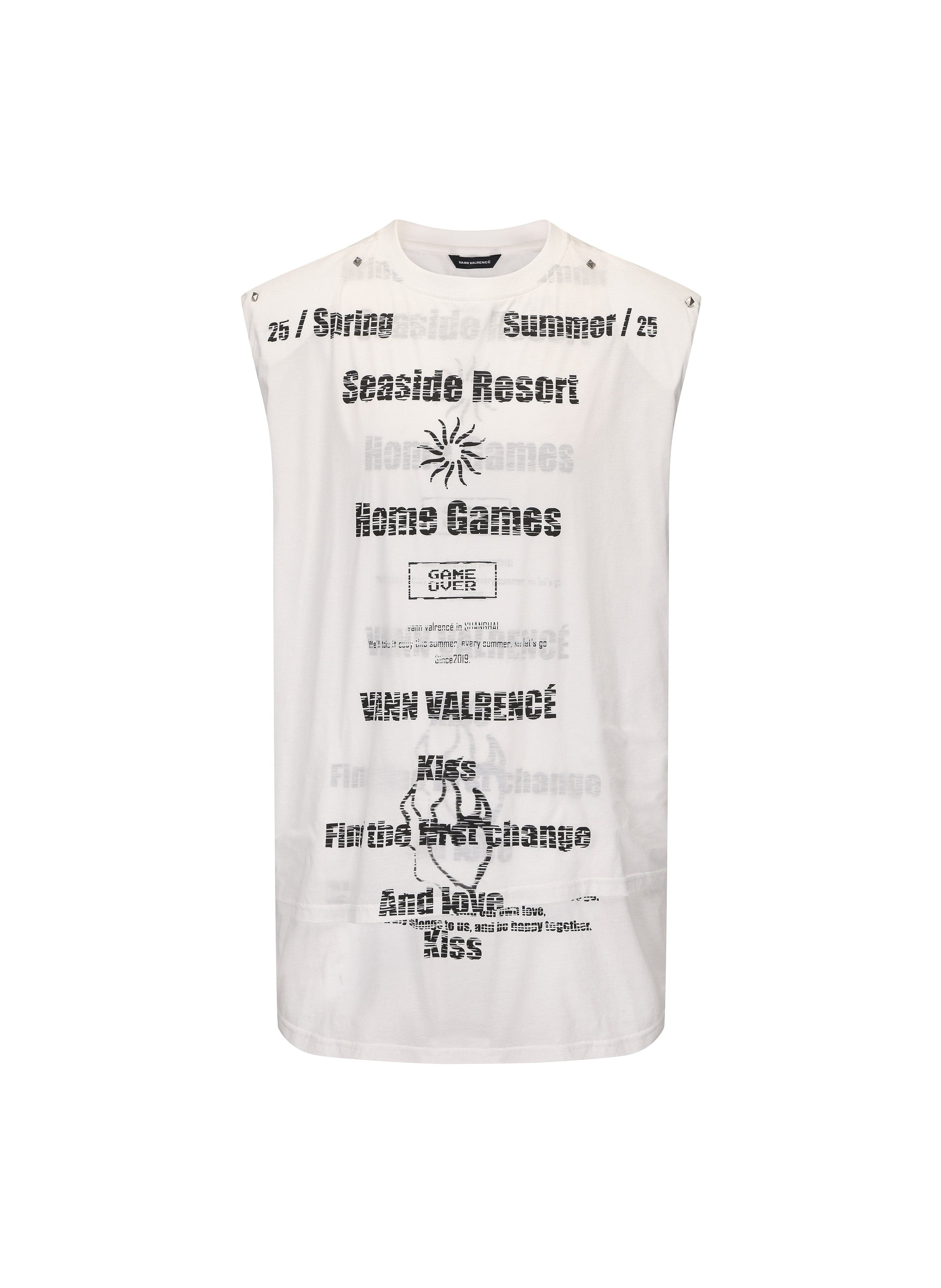 VANN VALRENCE Statement Padded Cotton Sleeveless Tee