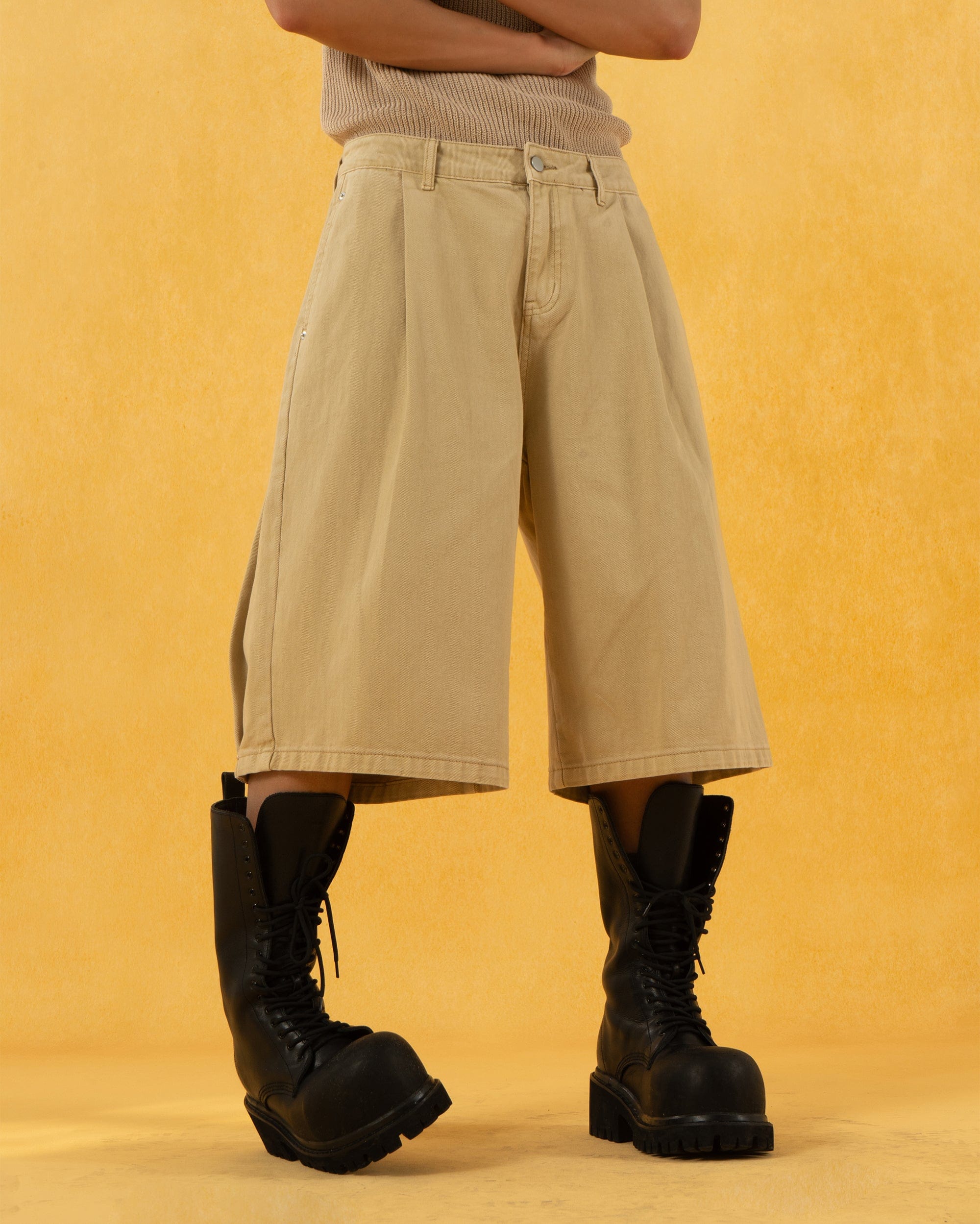CLP Classic Rivet Pleated Oversized Shorts, premium urban and streetwear designers apparel on PROJECTISR.com, CLP
