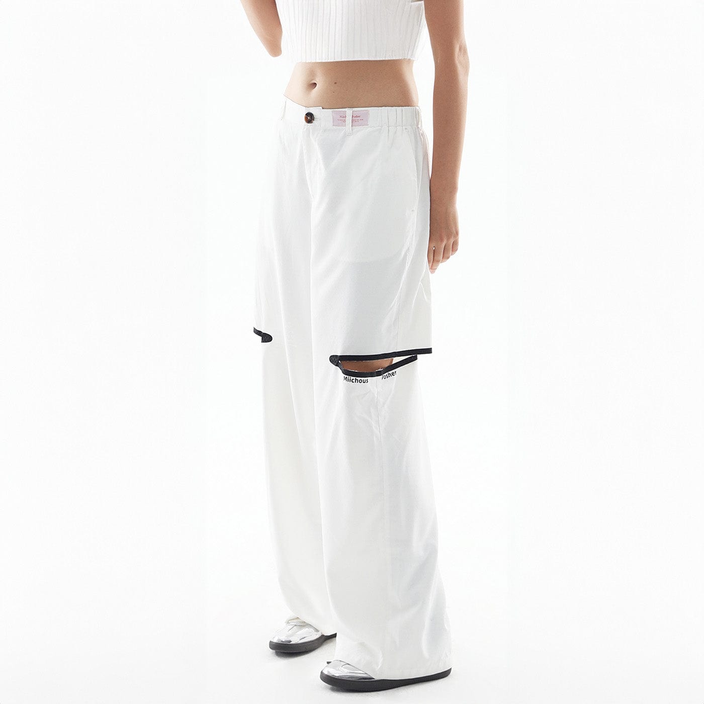 MIICHOUS Modern Cut-out Logo Pants, premium urban and streetwear designers apparel on PROJECTISR.com, Miichous