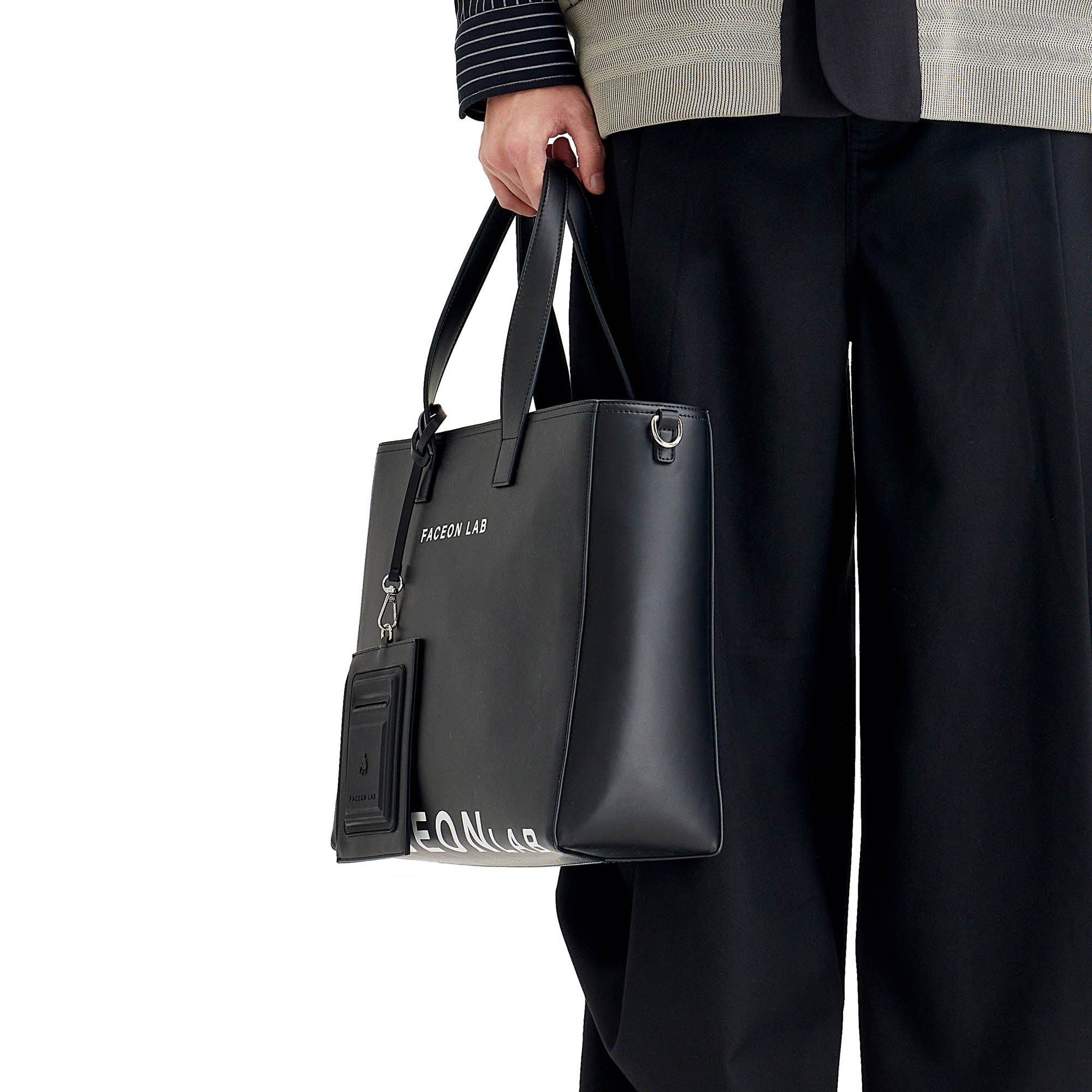 FACEONLAB Logo Faux Leather Tote Bag, premium urban and streetwear designers apparel on PROJECTISR.com, FACEONLAB