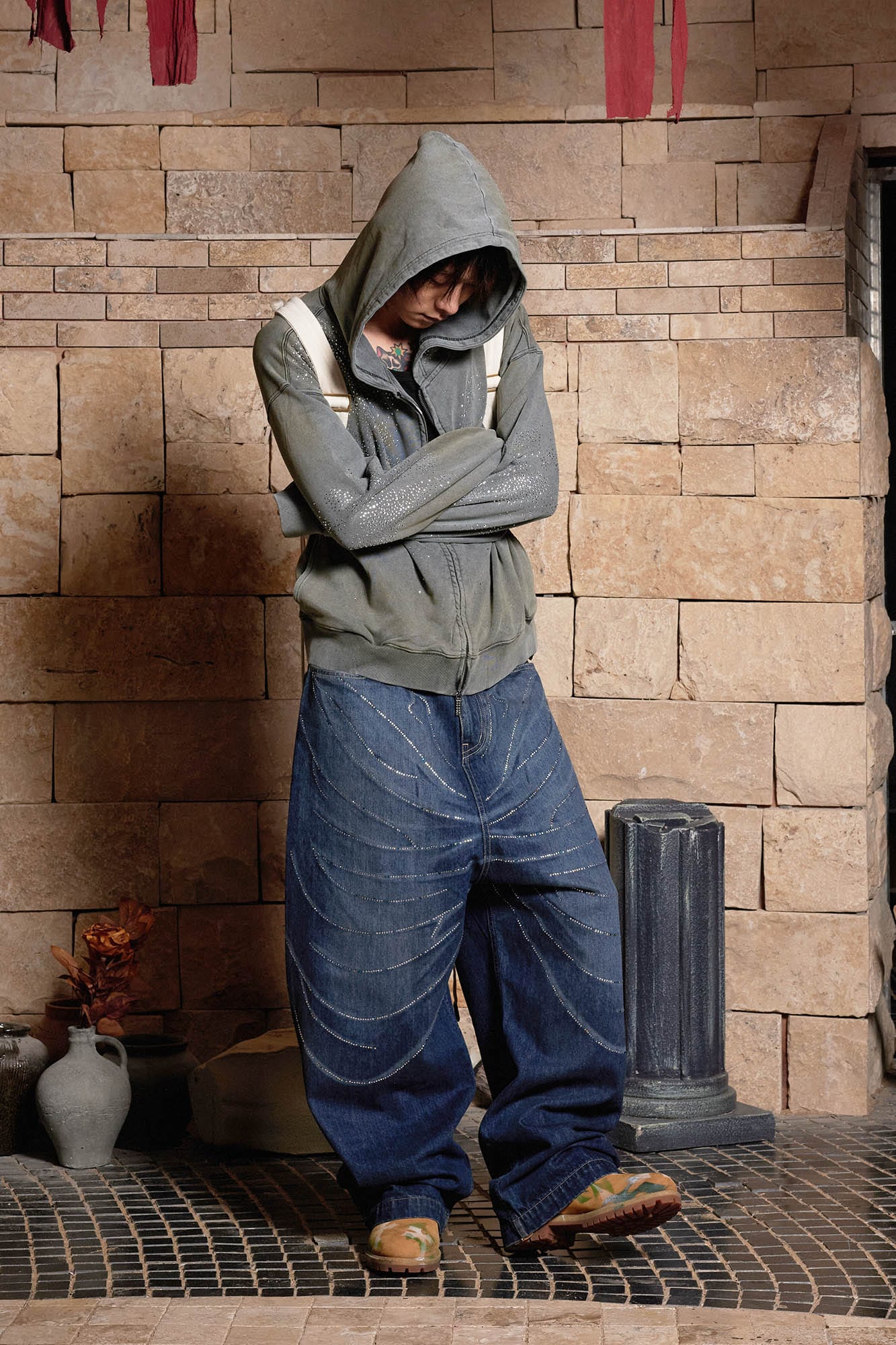 DND4DES Diamond Array Baggy Jeans, premium urban and streetwear designers apparel on PROJECTISR.com, DND4DES