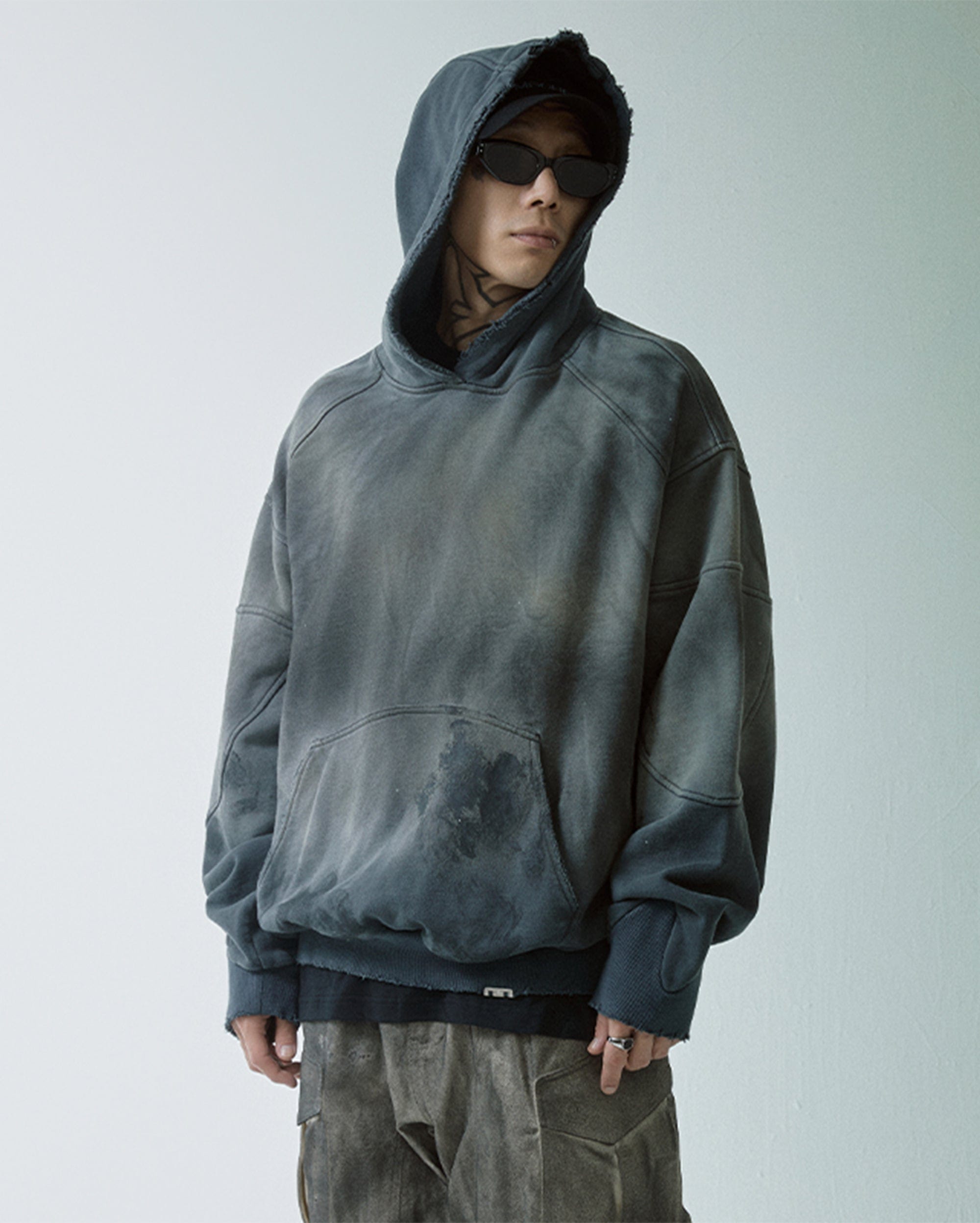 F2CE Distressed Spliced Hoodie, premium urban and streetwear designers apparel on PROJECTISR.com, F2CE
