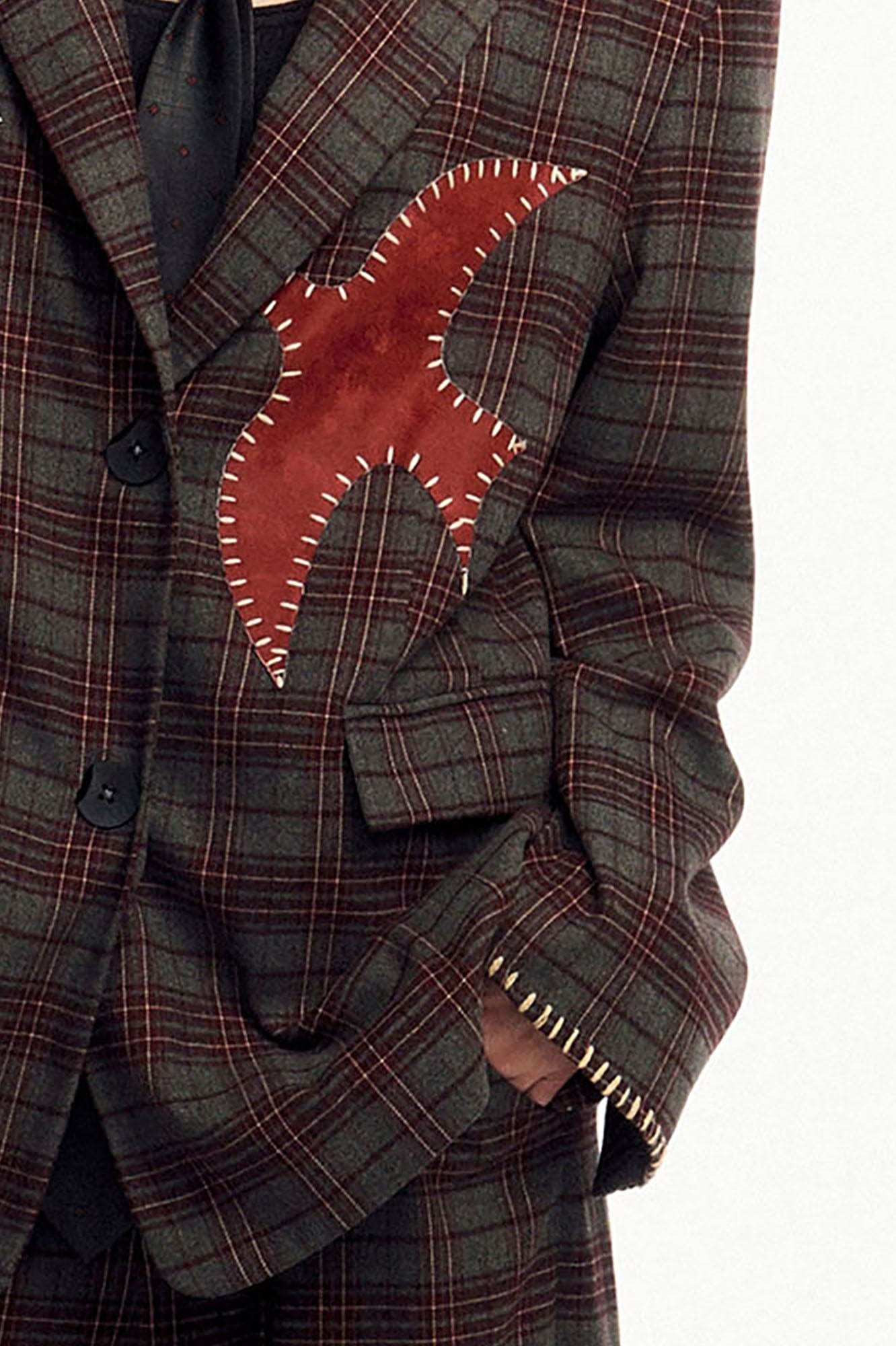 OIPWORD Retro Birds Patchwork Plaid Blazer, premium urban and streetwear designers apparel on PROJECTISR.com, OIPWORD