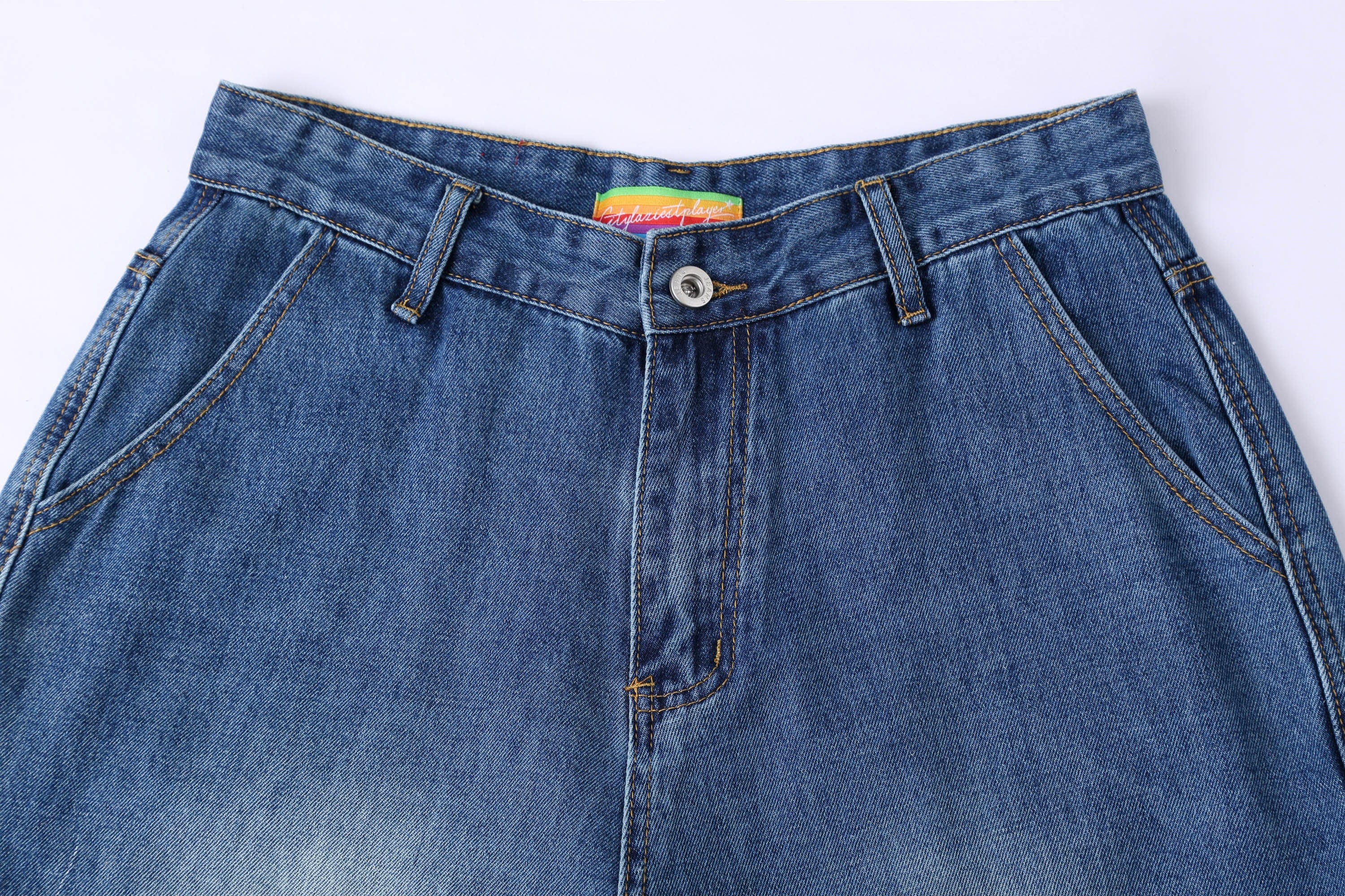 CLP Retro Multi-Pocket Knee-Length Denim Shorts, premium urban and streetwear designers apparel on PROJECTISR.com, CLP