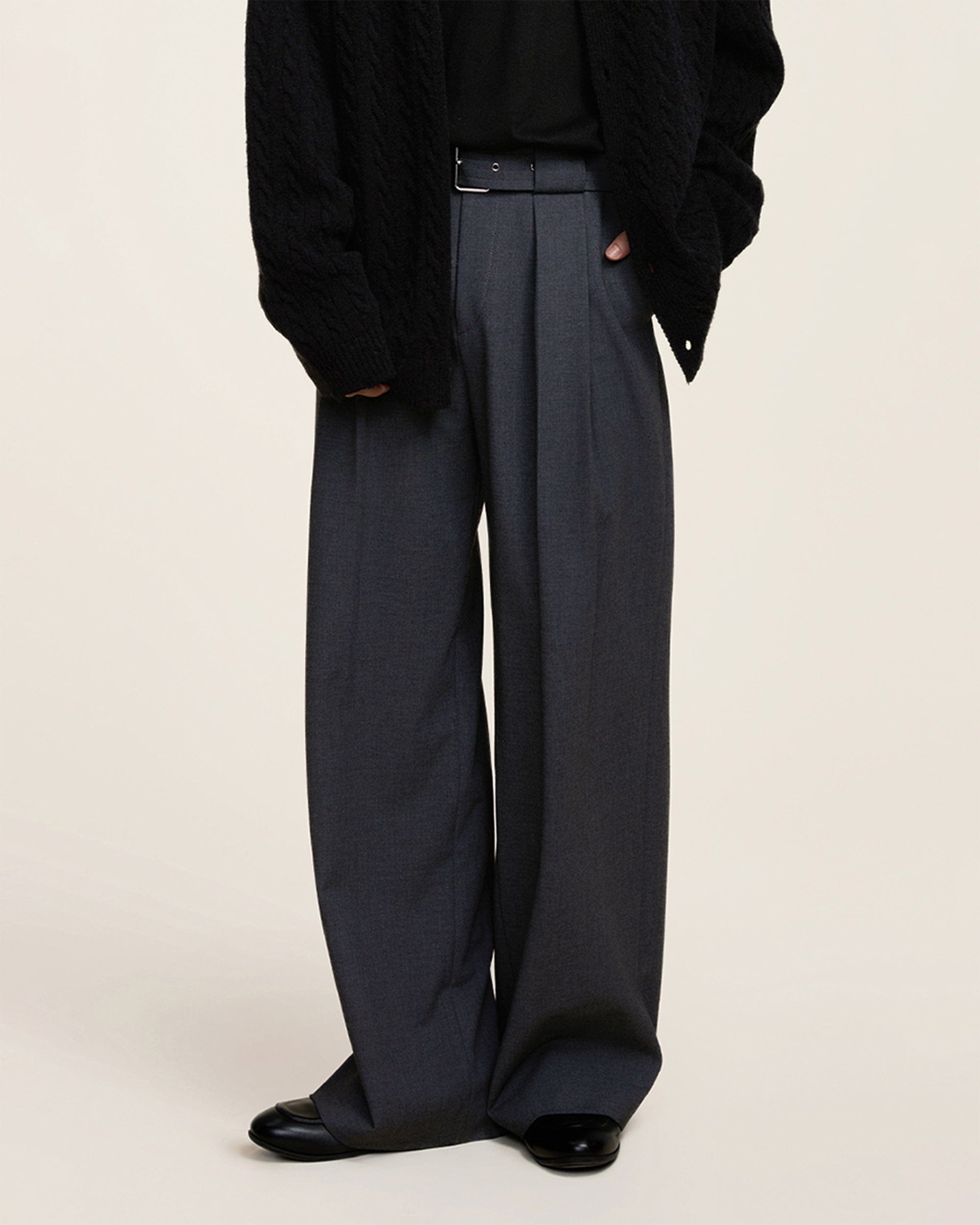 OPICLOTH Classic Pleated Belt Trousers, premium urban and streetwear designers apparel on PROJECTISR.com, OPICLOTH