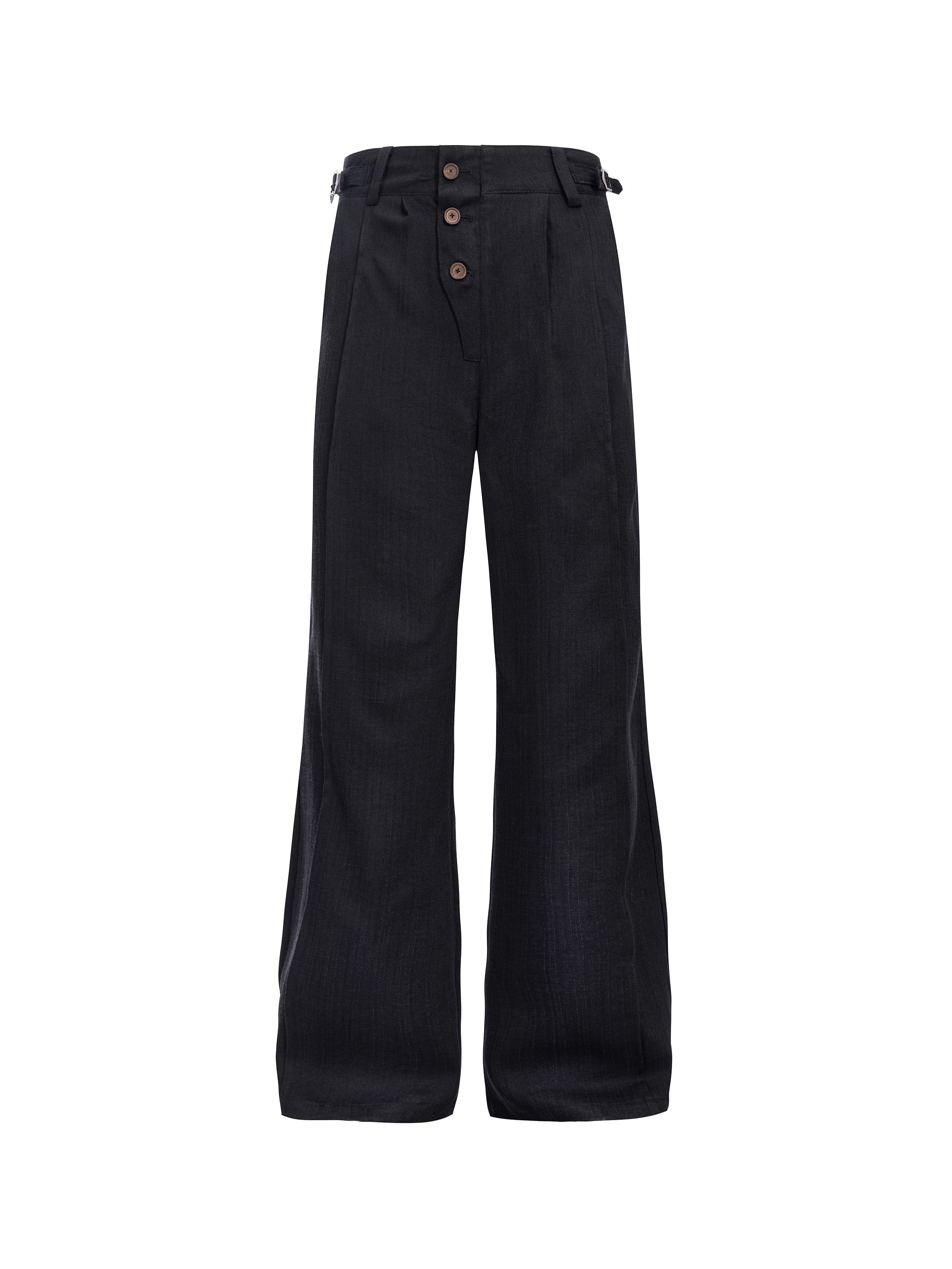 CATSSTAC Linen-Tencel Pleated Straight-Leg Trousers, premium urban and streetwear designers apparel on PROJECTISR.com, CATSSTAC