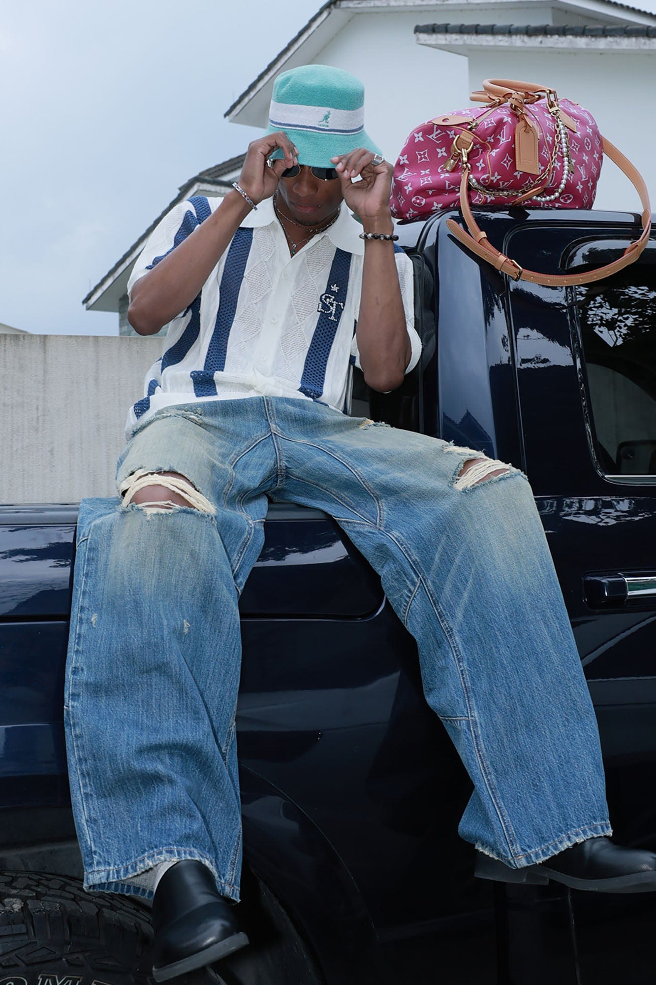 STEEPC Washed Rippled Straight-Leg Jeans, premium urban and streetwear designers apparel on PROJECTISR.com, STEEPC
