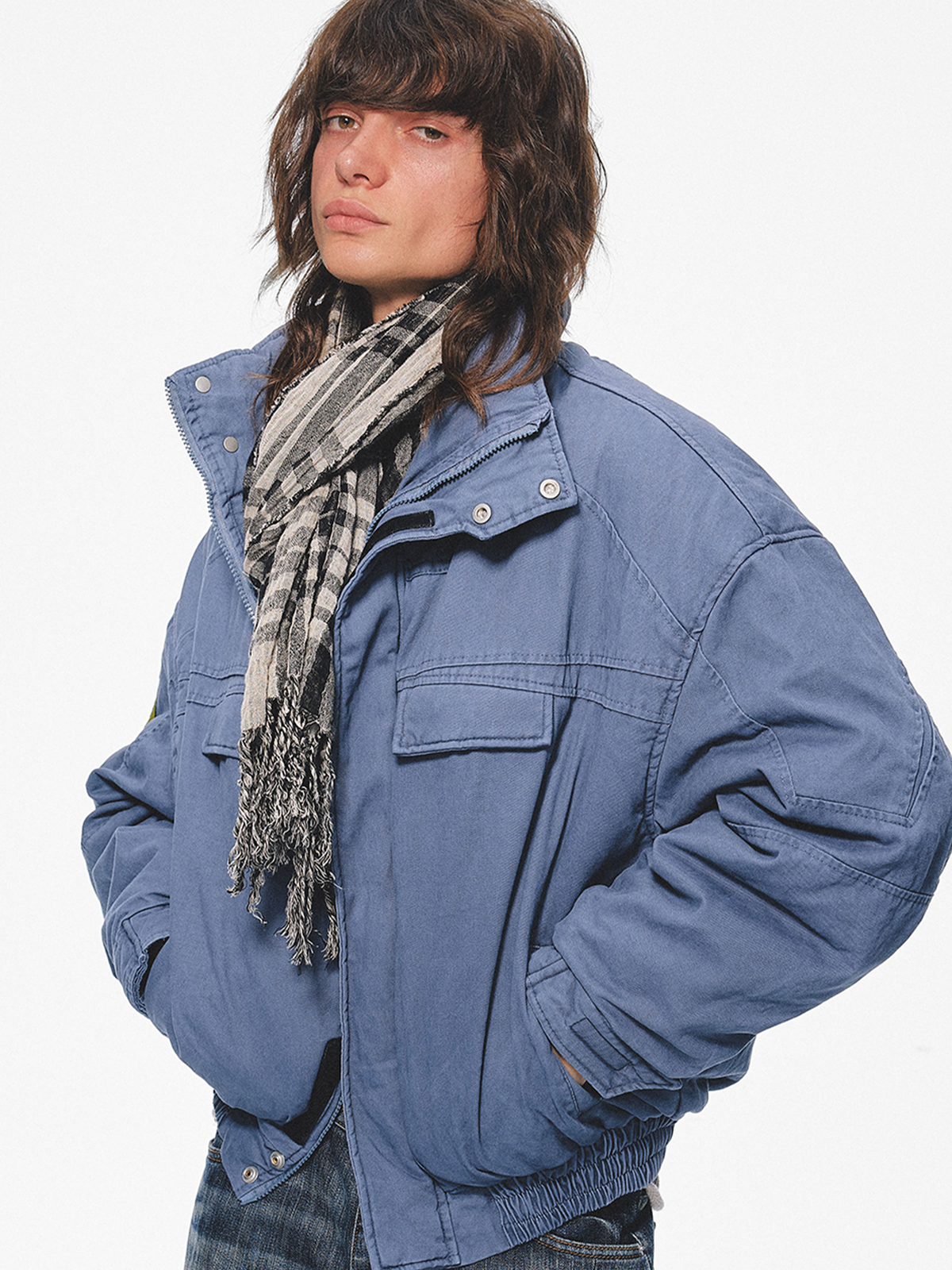 TRECLUB Retro Frayed-Edge Plaid Scarf, premium urban and streetwear designers apparel on PROJECTISR.com, TRECLUB
