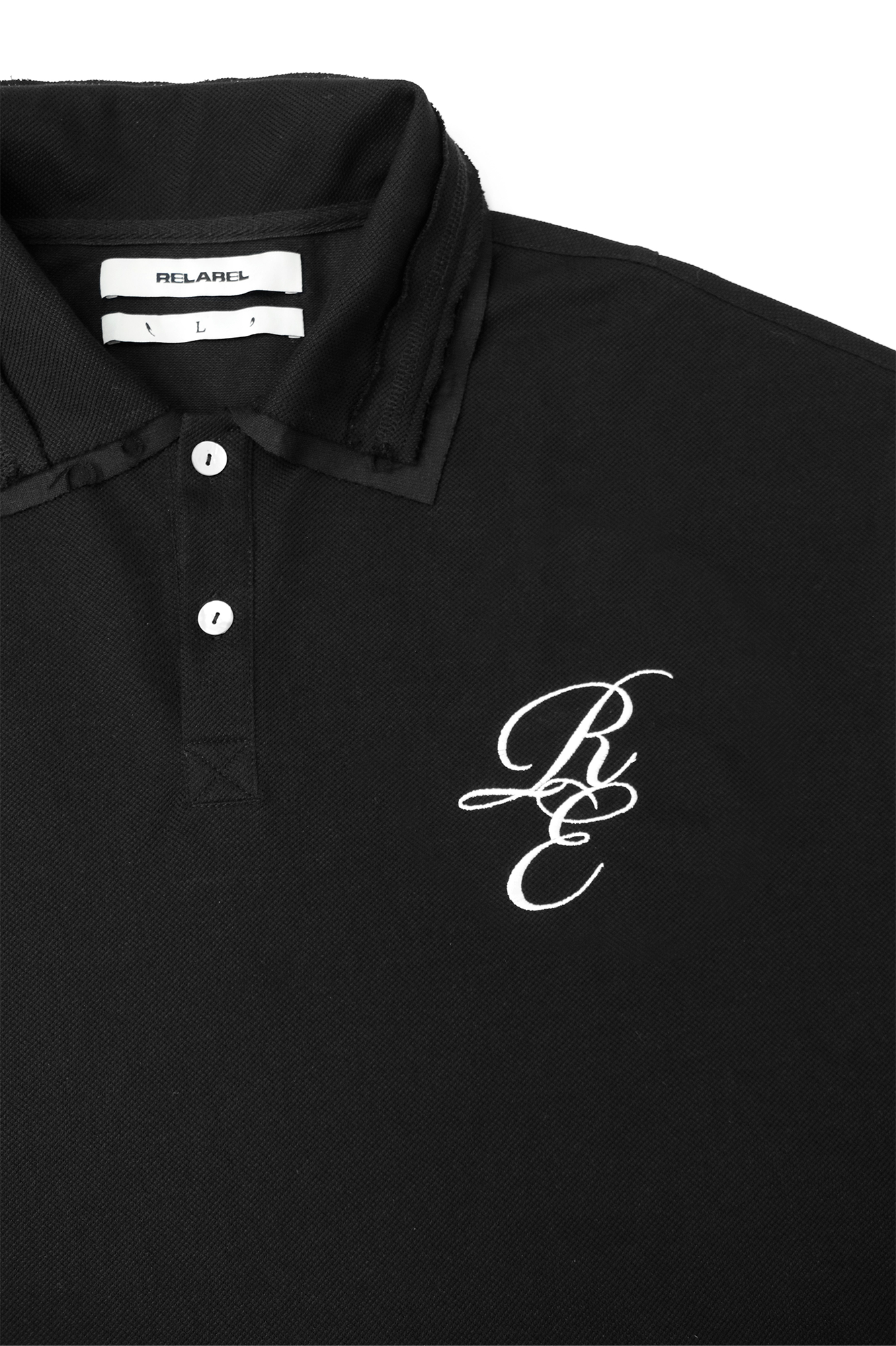 RELABEL Spliced Embroidered Polo Shirt, premium urban and streetwear designers apparel on PROJECTISR.com, RELABEL