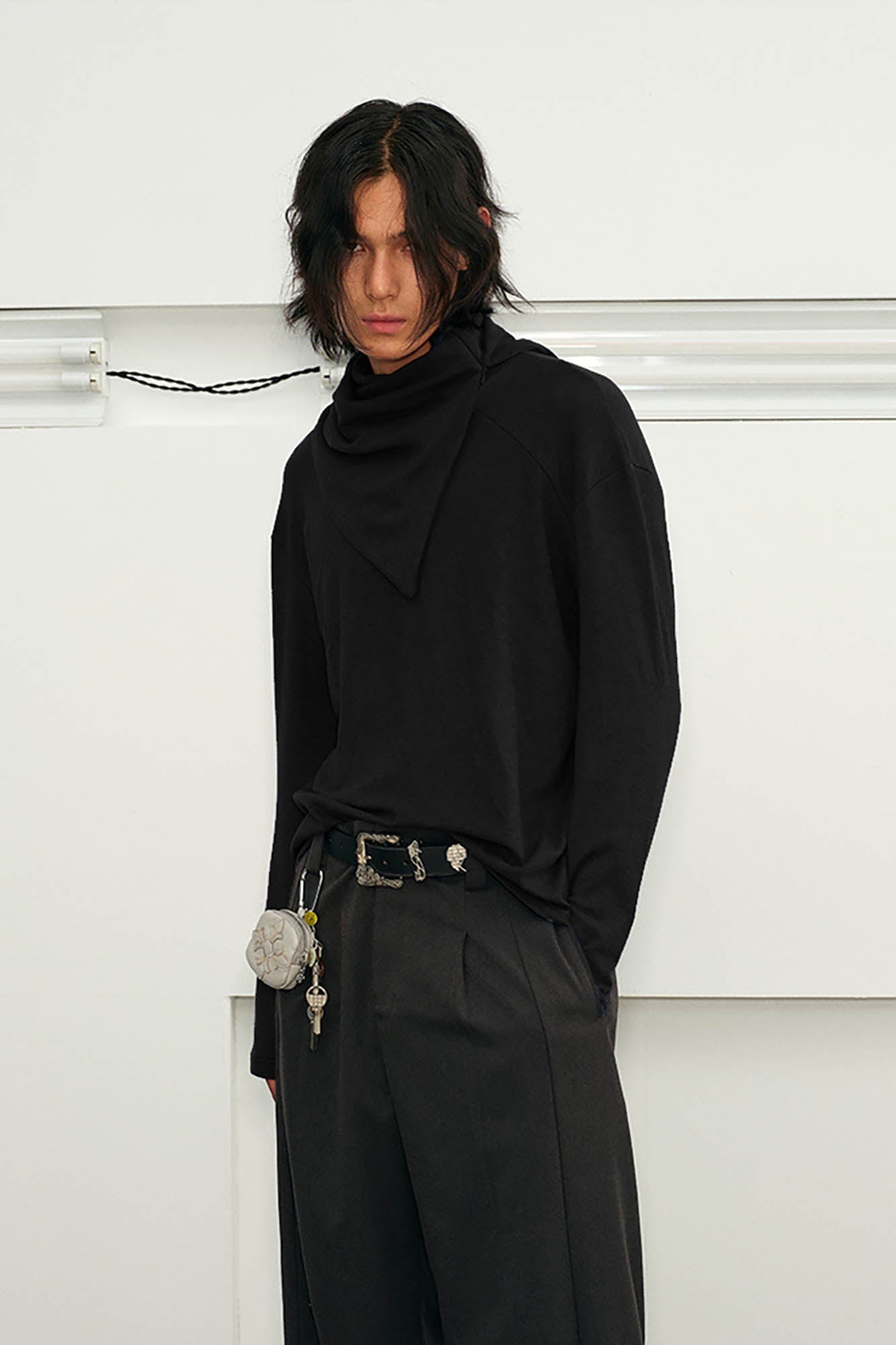 KREATE Scarf Collar Knitted Long-Sleeve Tee, premium urban and streetwear designers apparel on PROJECTISR.com, KREATE