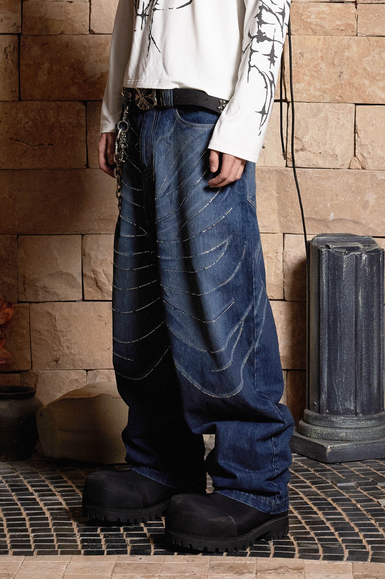 DND4DES Diamond Array Baggy Jeans, premium urban and streetwear designers apparel on PROJECTISR.com, DND4DES